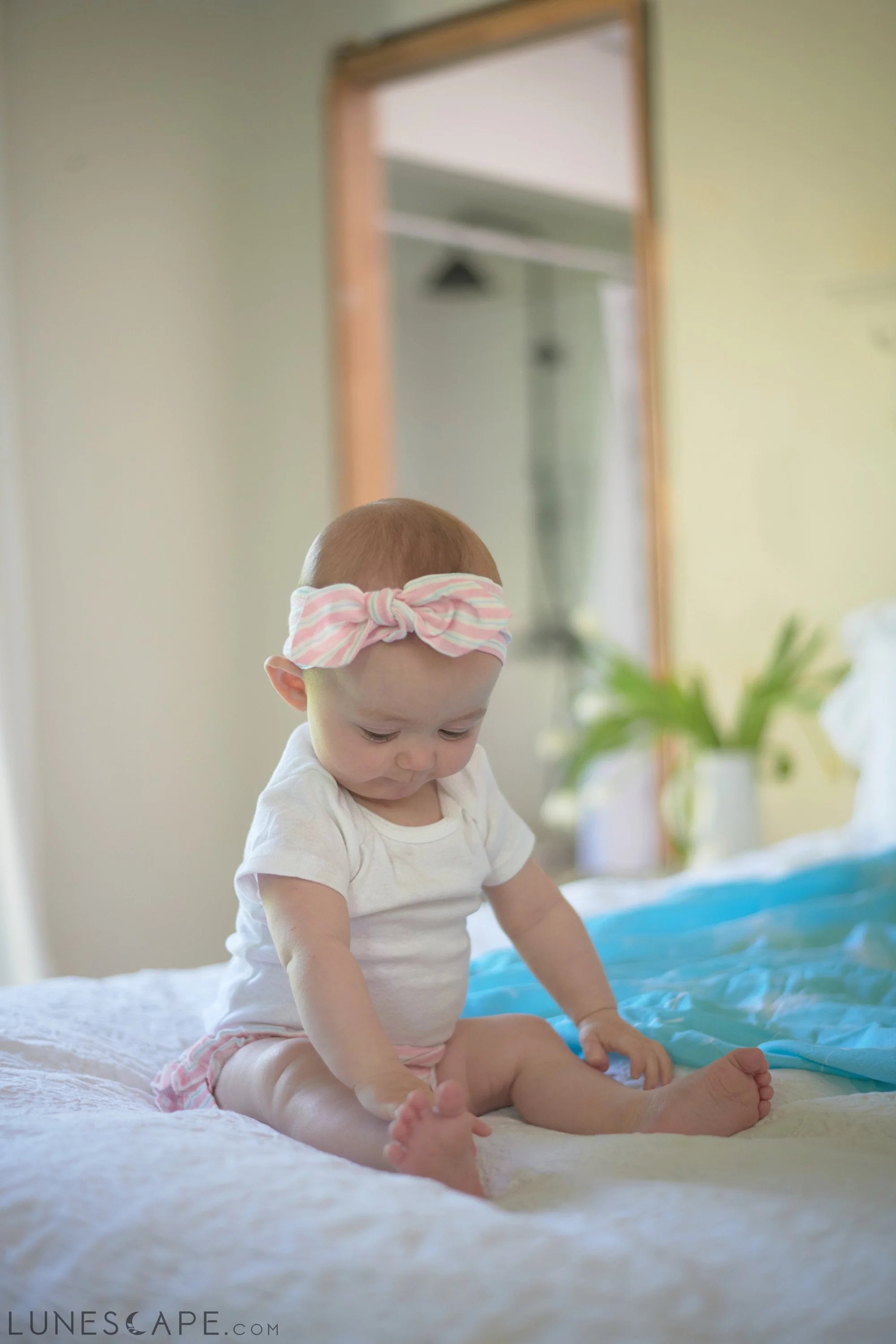 Candy Stripe Ruffle Bamboo Bloomer Headband Set LUNESCAPE