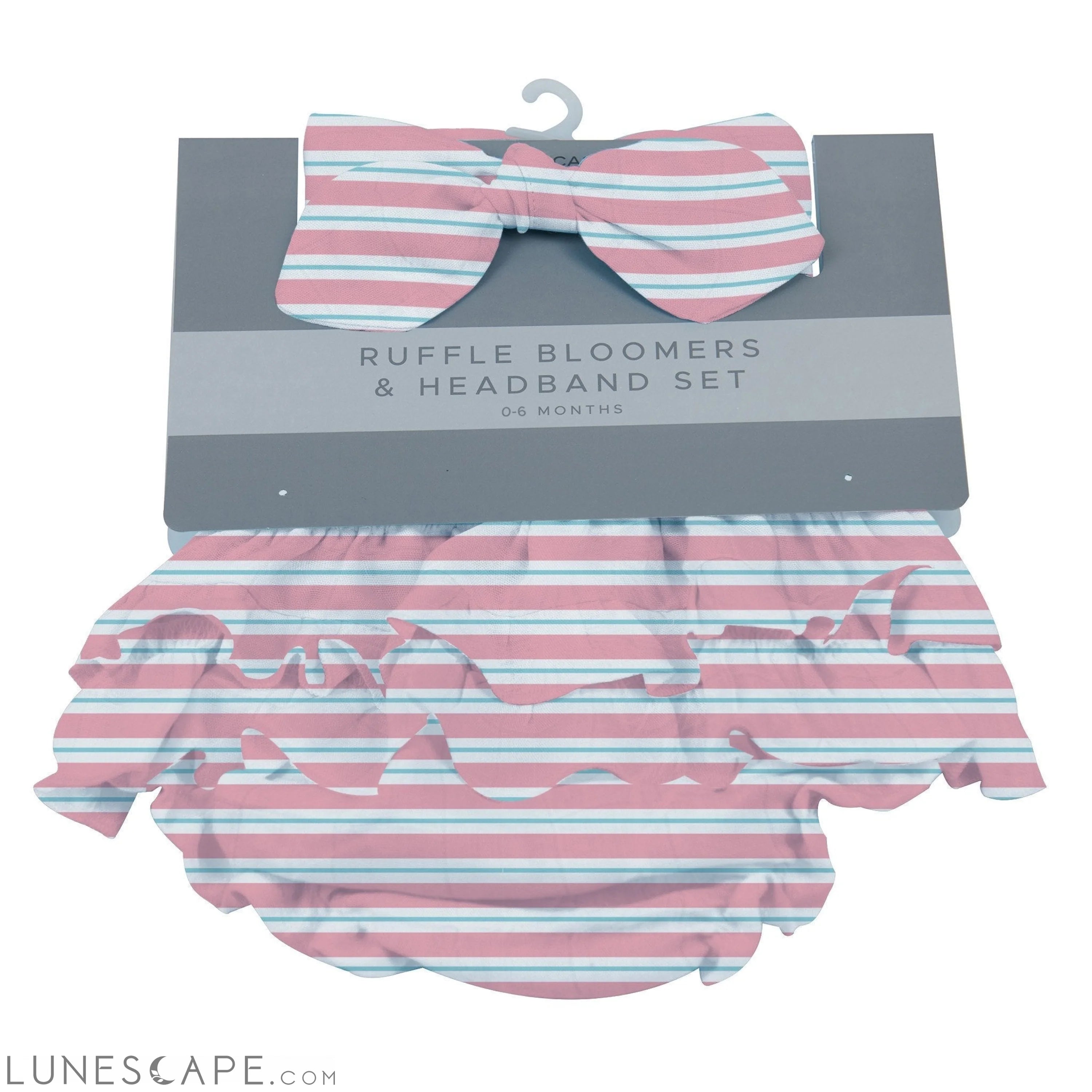 Candy Stripe Ruffle Bamboo Bloomer Headband Set LUNESCAPE