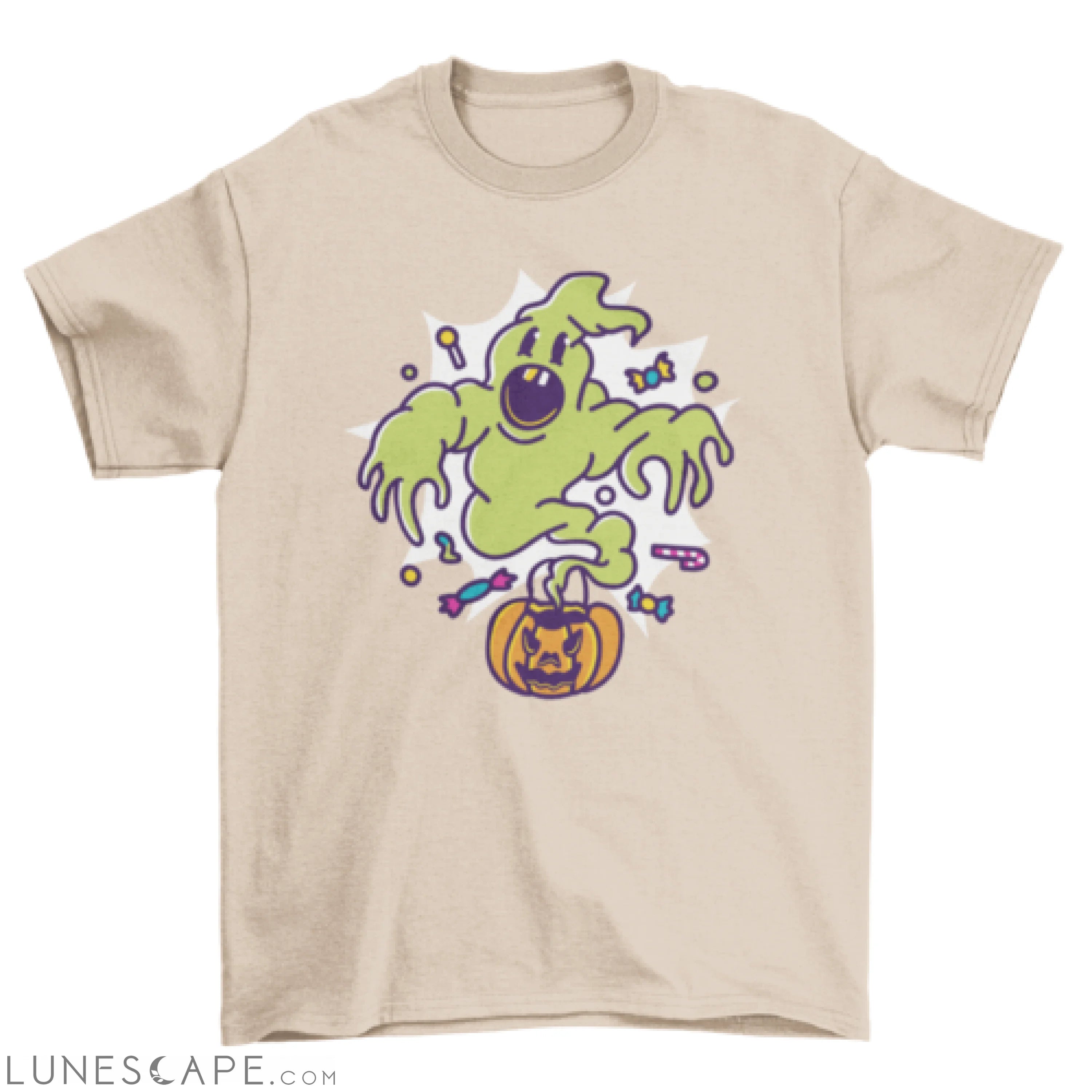 Cartoon ghost pumpkin halloween t-shirt LUNESCAPE