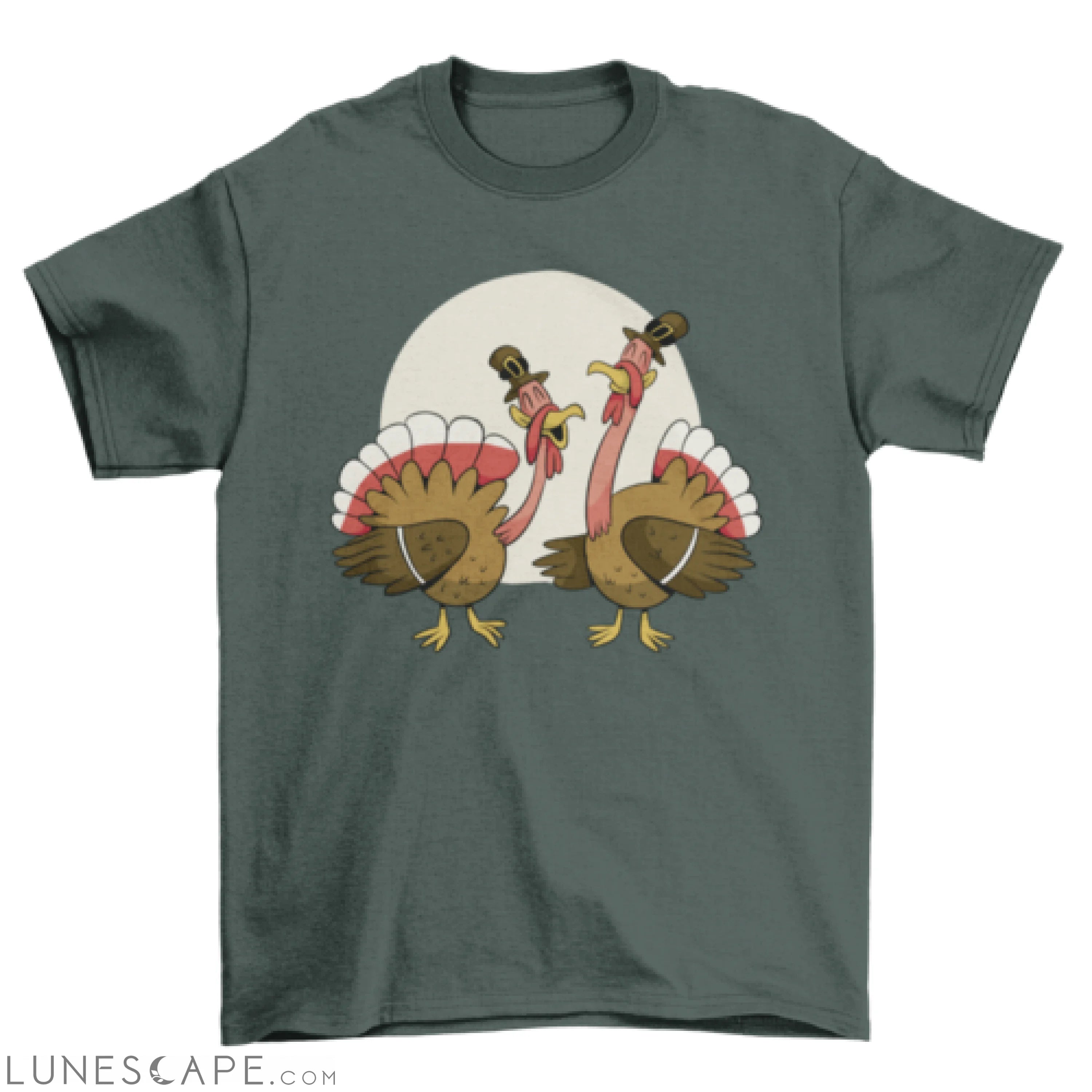 Cartoon Thanksgiving turkeys t-shirt design LUNESCAPE