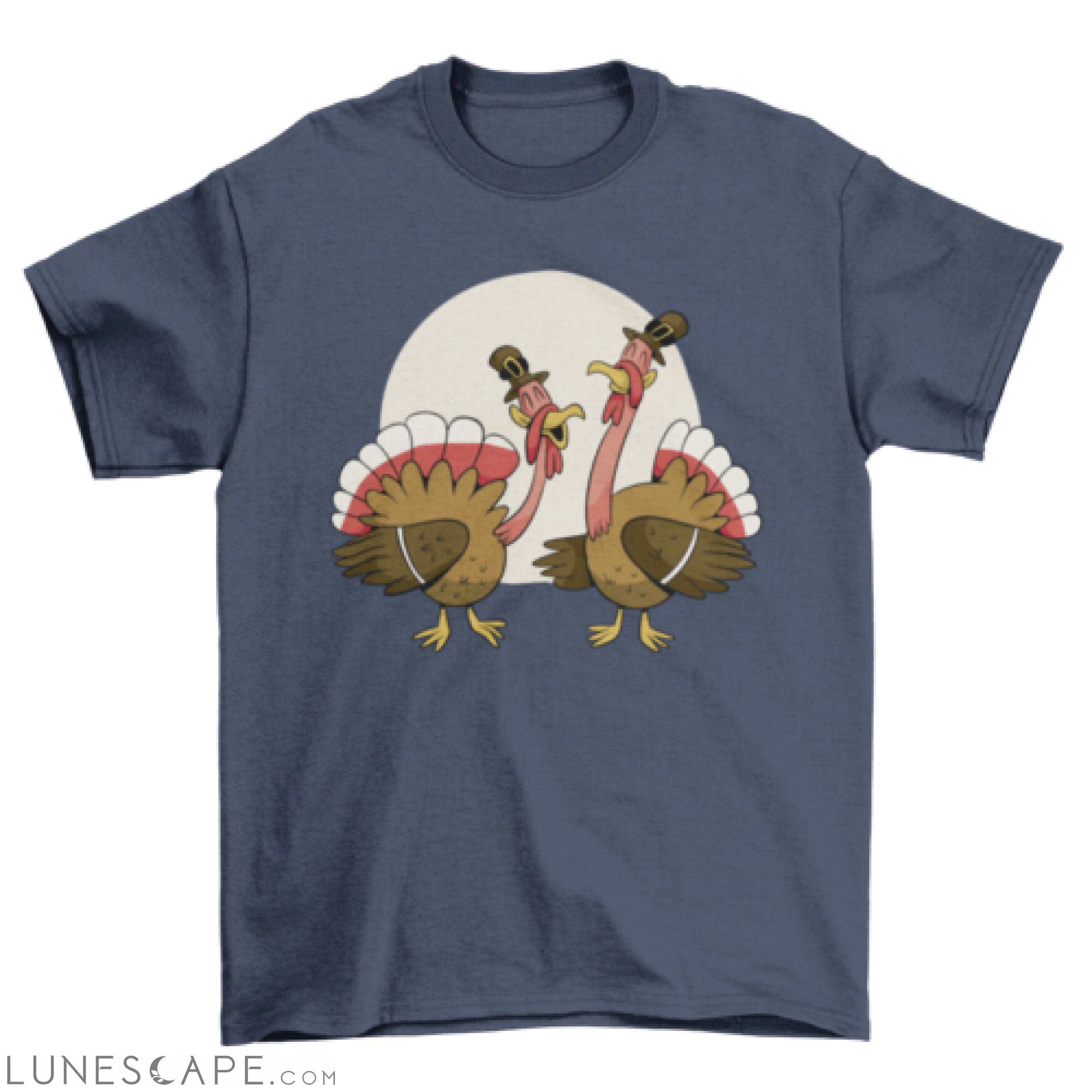 Cartoon Thanksgiving turkeys t-shirt design LUNESCAPE