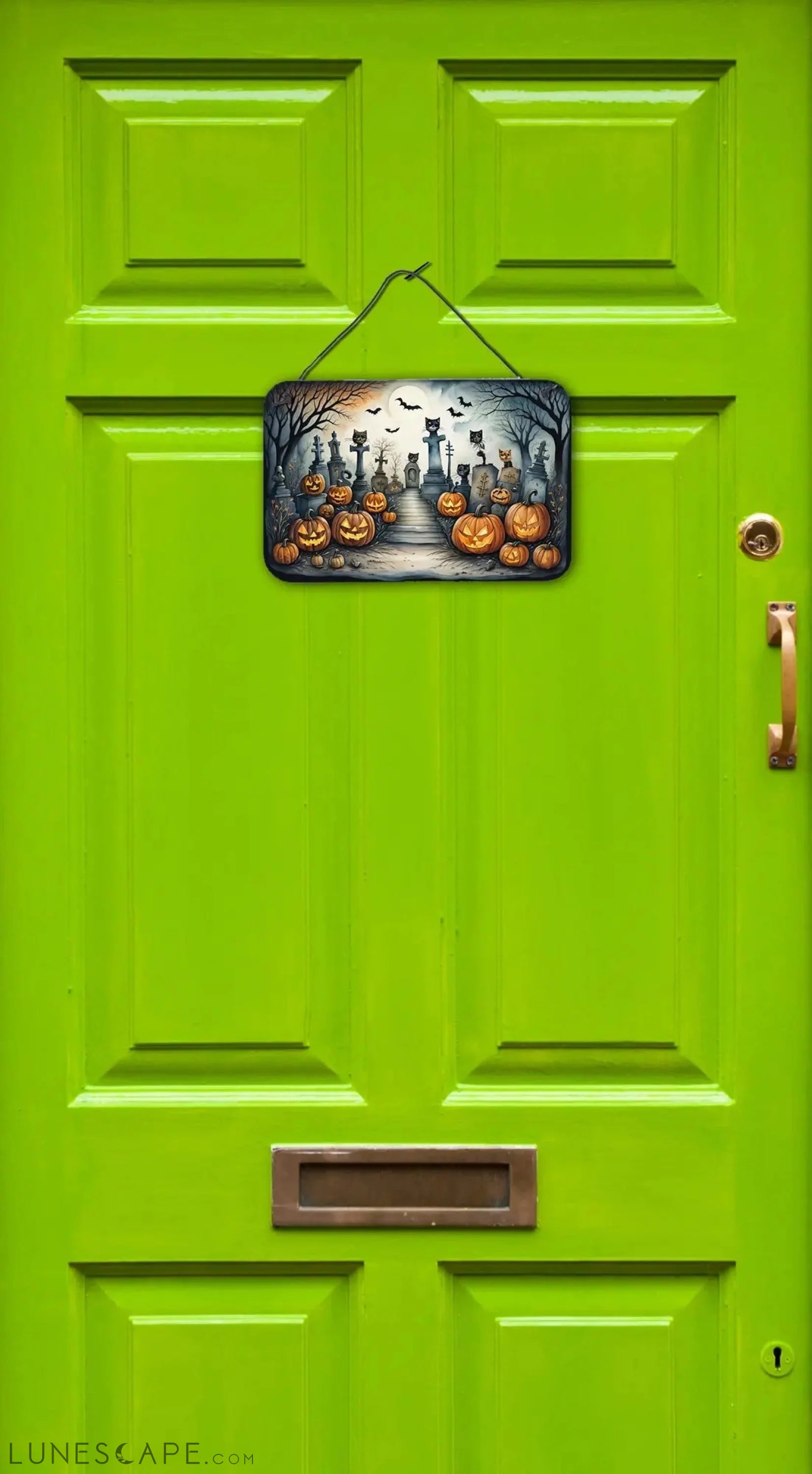 Cat Cemetery Spooky Halloween Wall or Door Hanging Prints LUNESCAPE