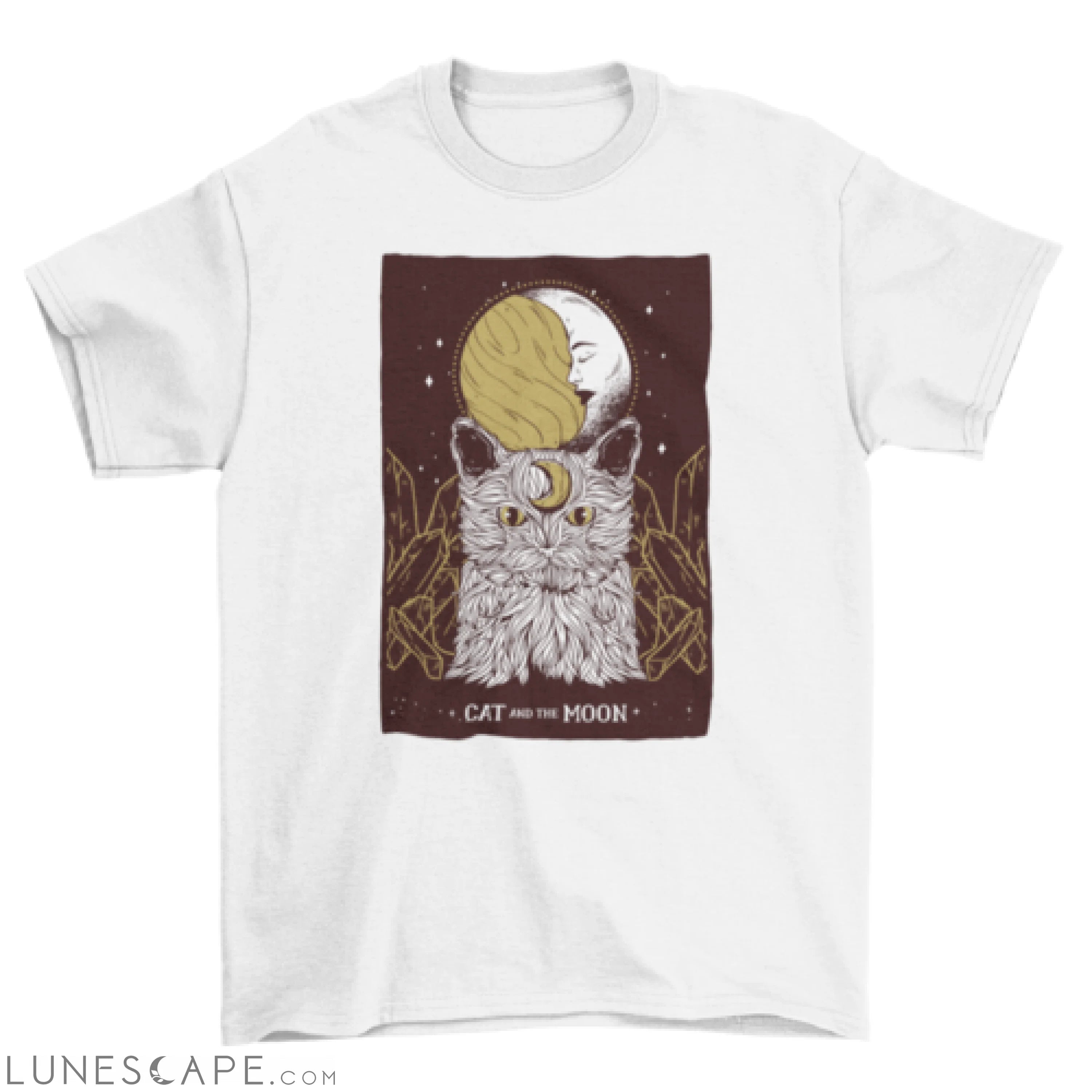 Cat crescent moon t-shirt LUNESCAPE