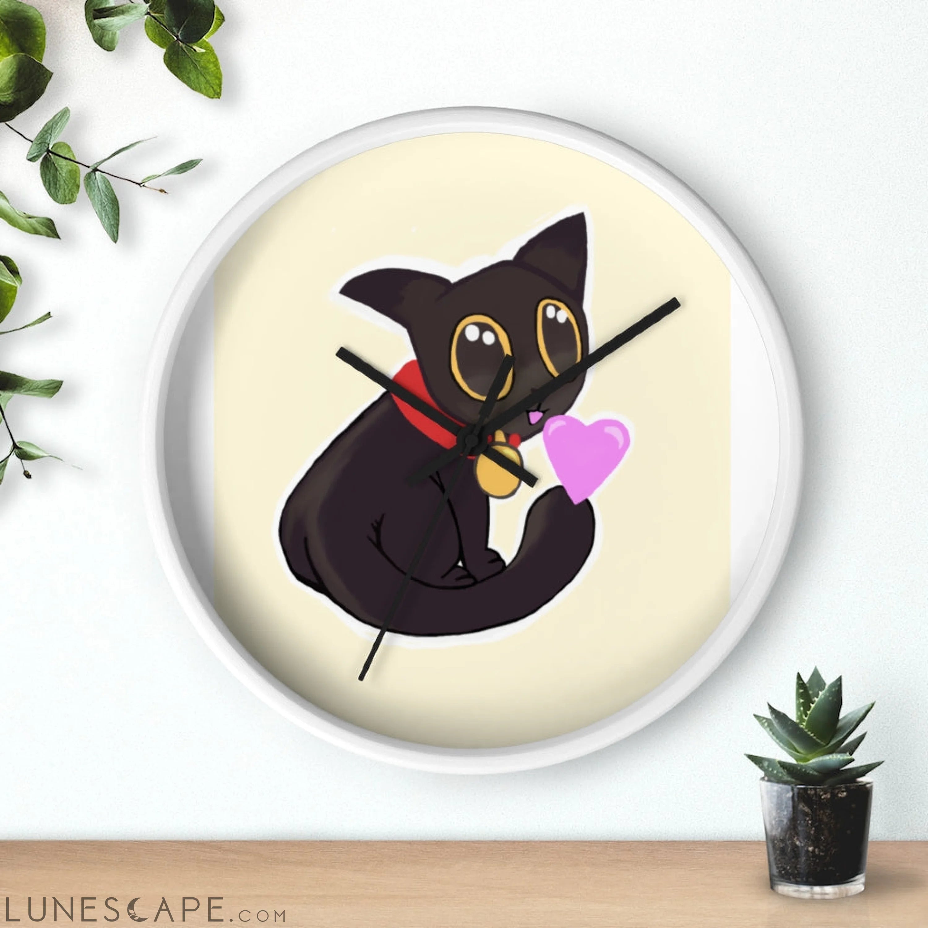 Cat Drawing Wall clock LUNESCAPE
