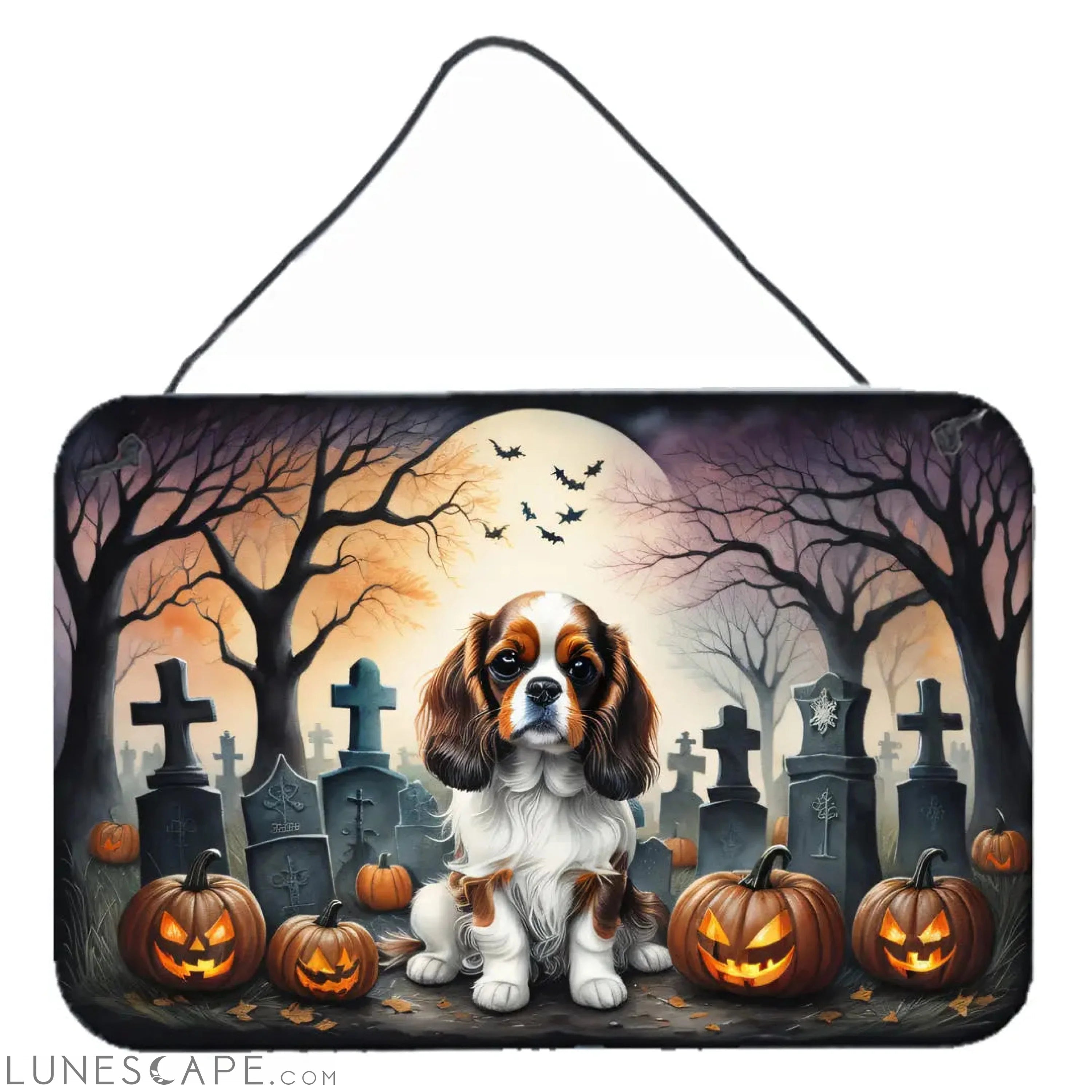 Cavalier Spaniel Spooky Halloween Wall or Door Hanging Prints LUNESCAPE
