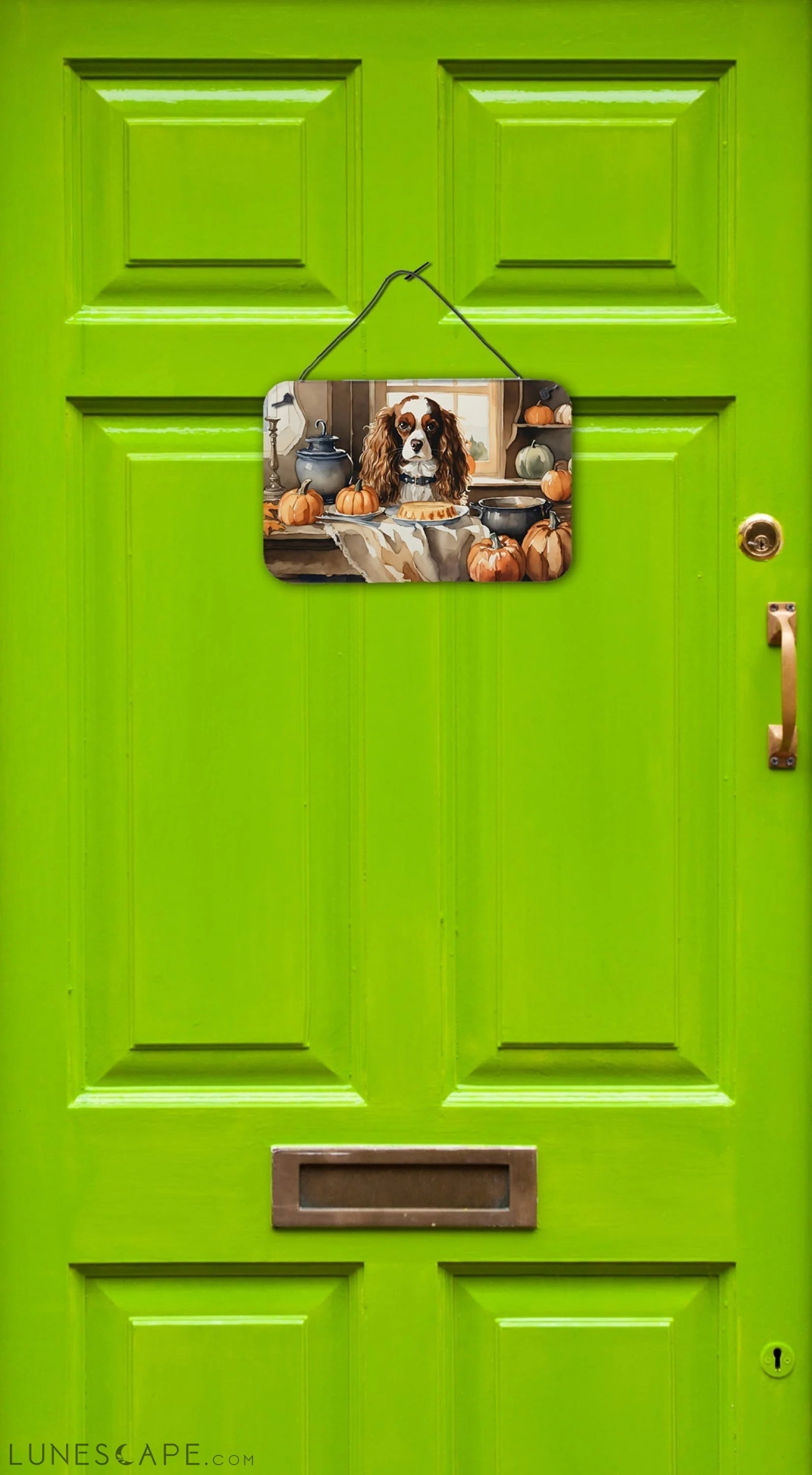 Cavalier Spaniel Thanksgiving Fall Kitchen Pumpkins Wall or Door Hanging Prints LUNESCAPE