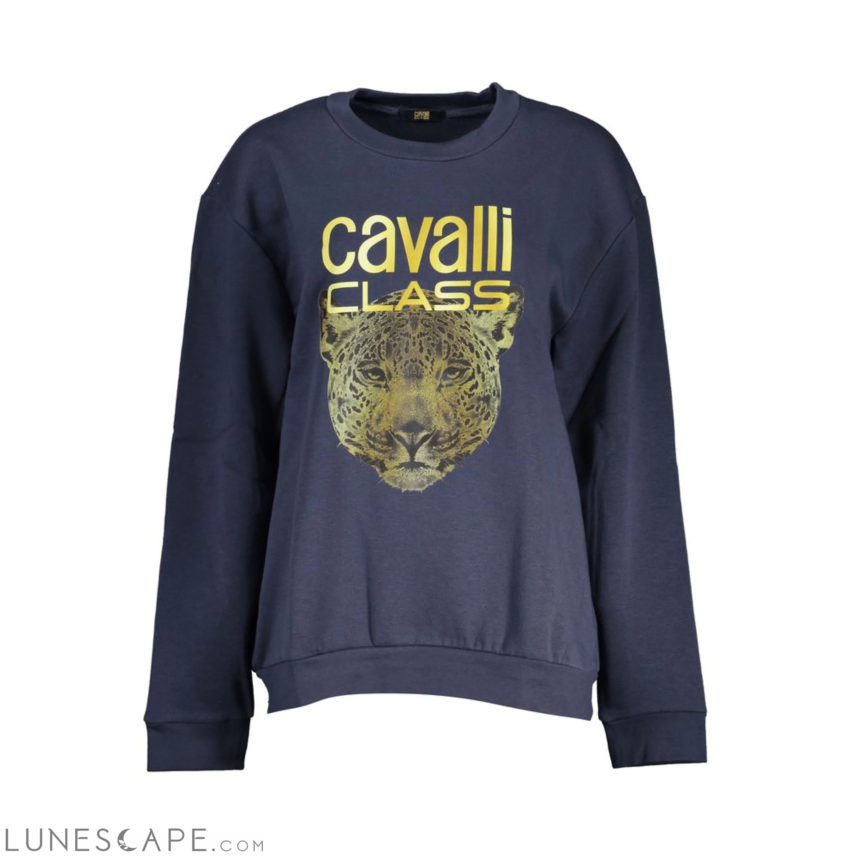 Cavalli Class Elegant Blue Fleece Crew Neck Sweatshirt LUNESCAPE