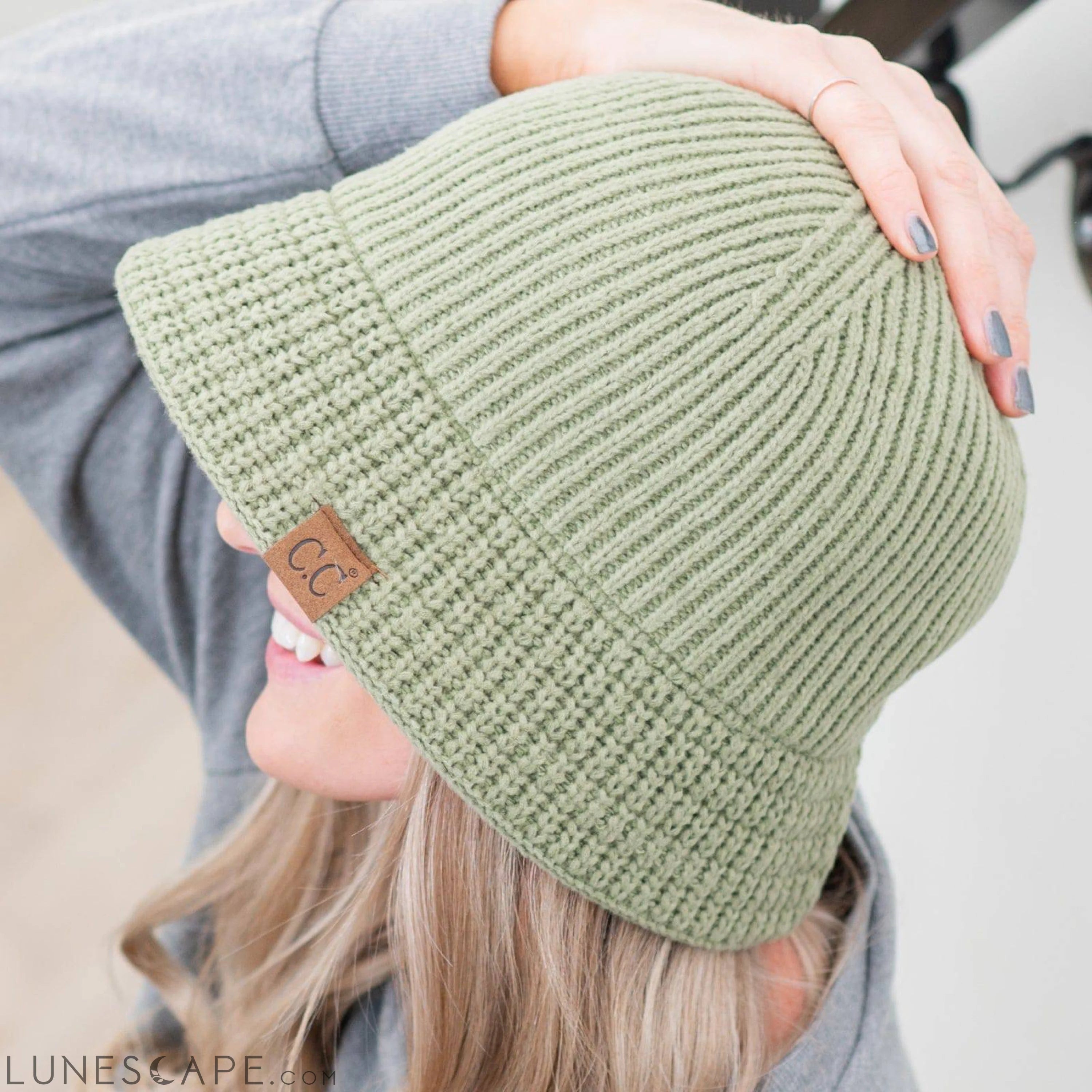 CC Ribbed Knit Adjustable Bucket Hat LUNESCAPE
