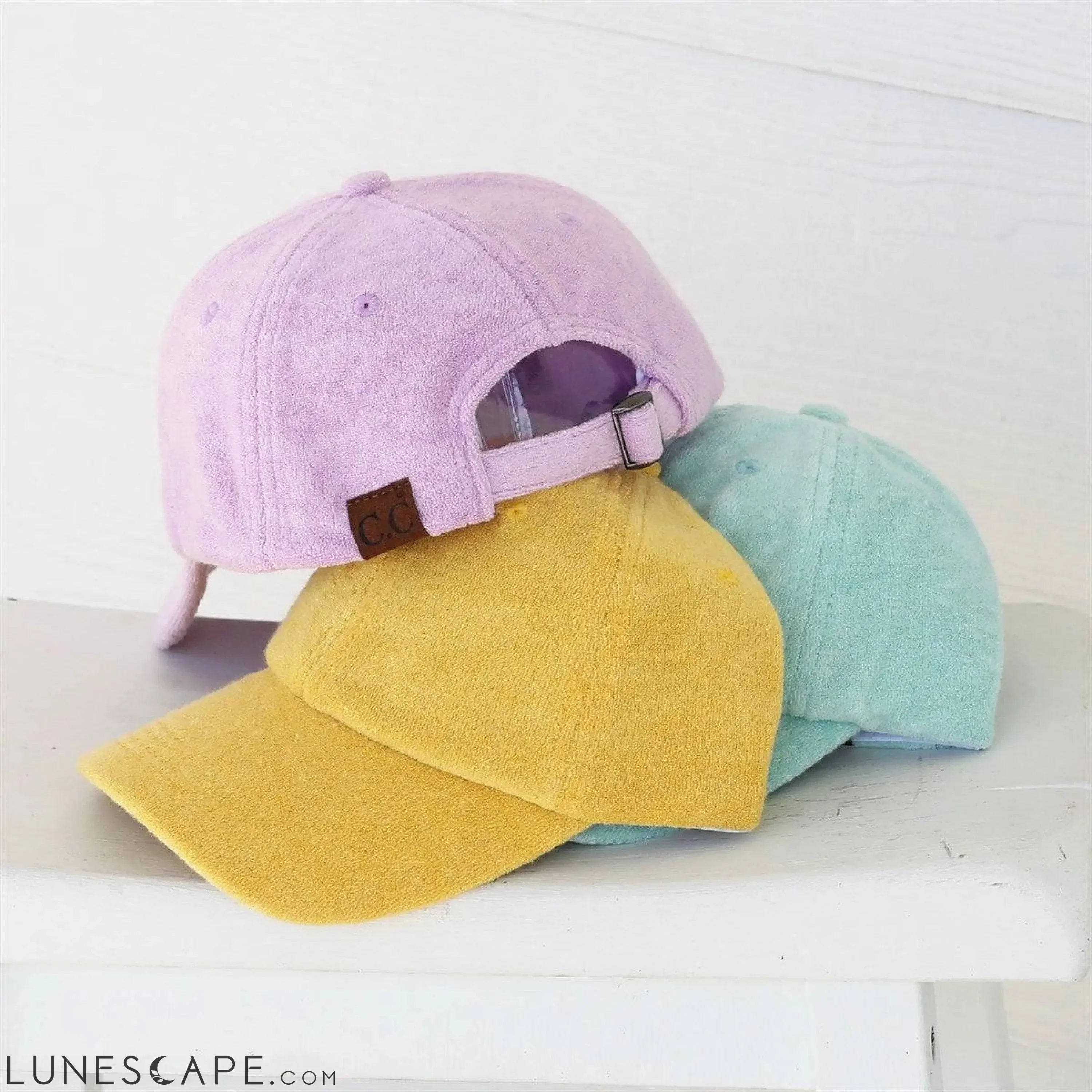 CC Terry Cloth Women Baseball Trucker Cap Low Ponytail Hat LUNESCAPE