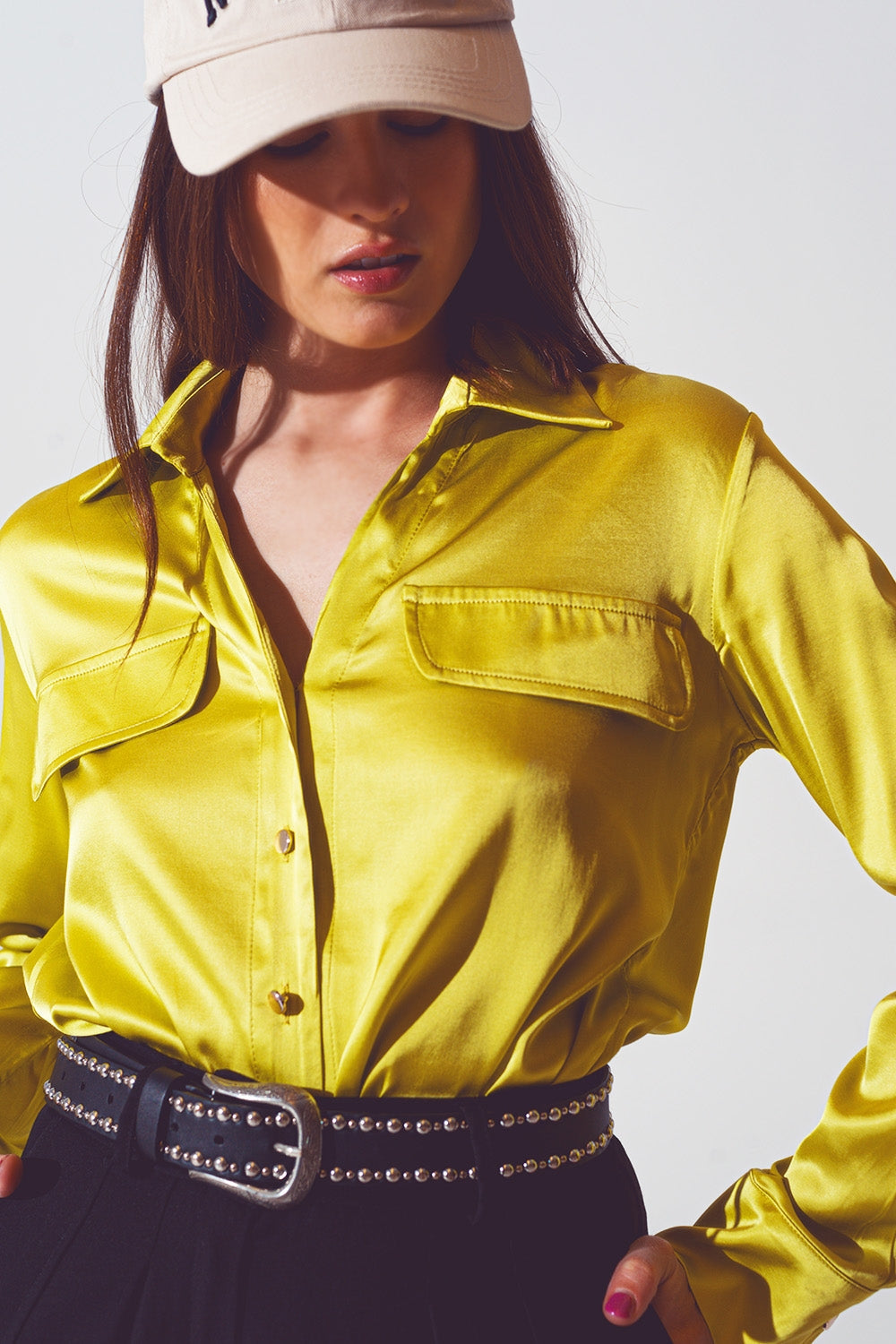 Satin Blouse in Lime Green LUNESCAPE