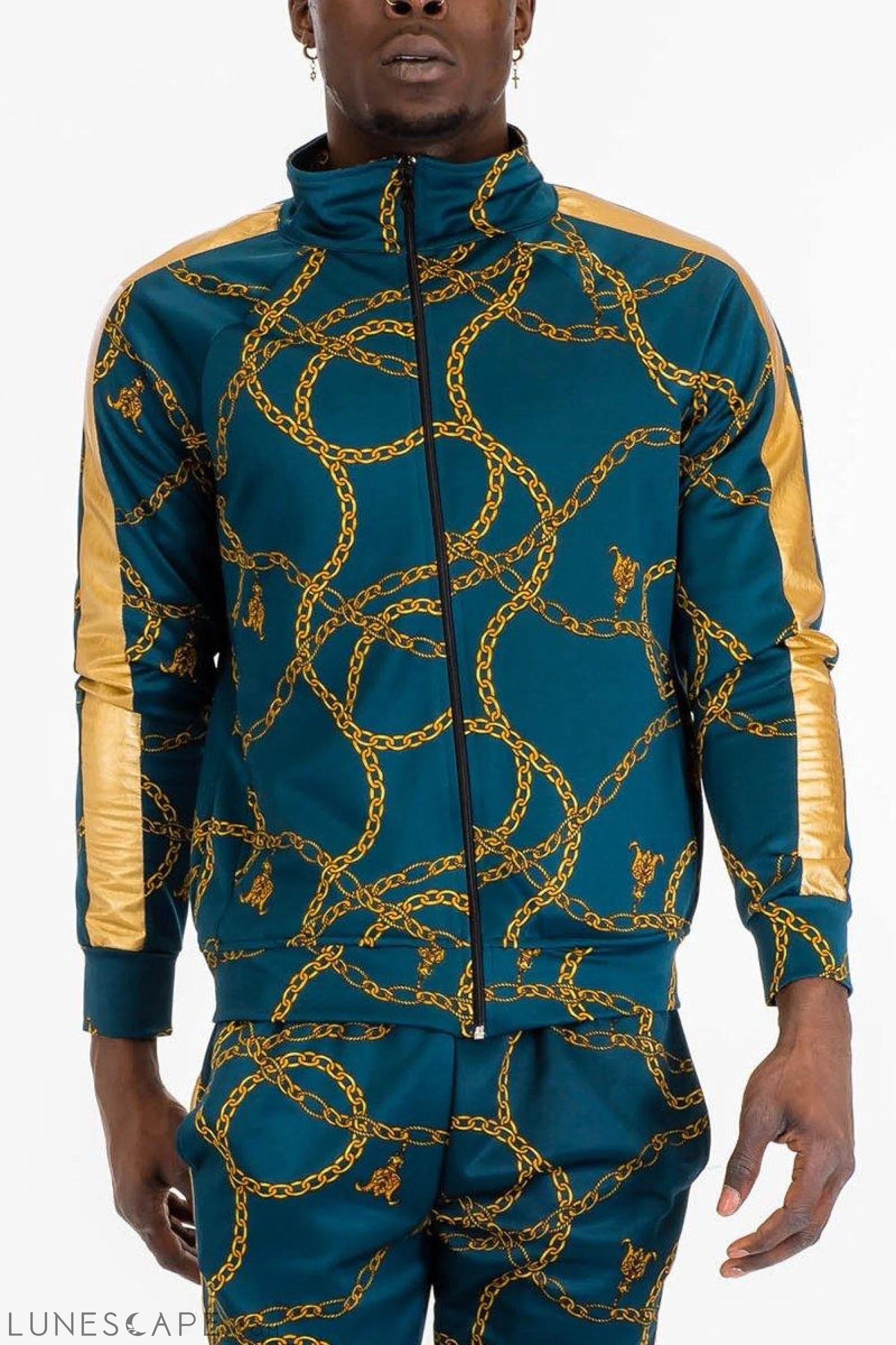 CHAIN TRACK JACKET - TEAL LUNESCAPE