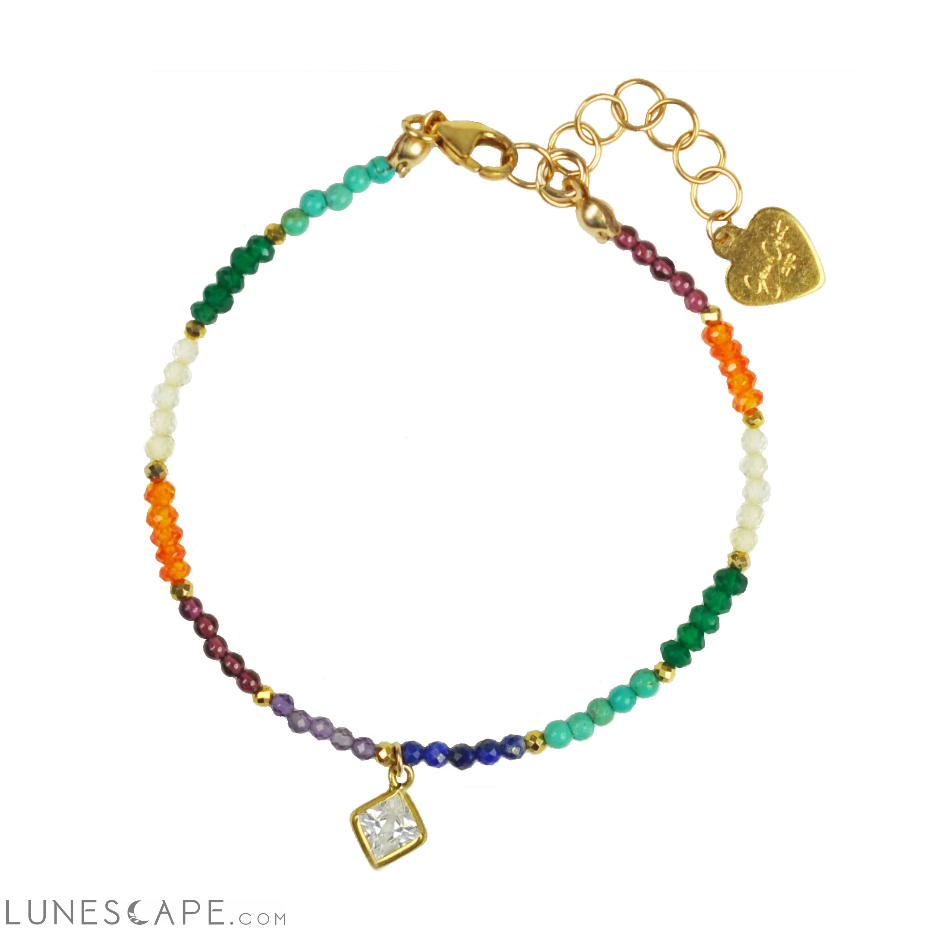 Chakra With Clear Quartz Drop Bracelet LUNESCAPE
