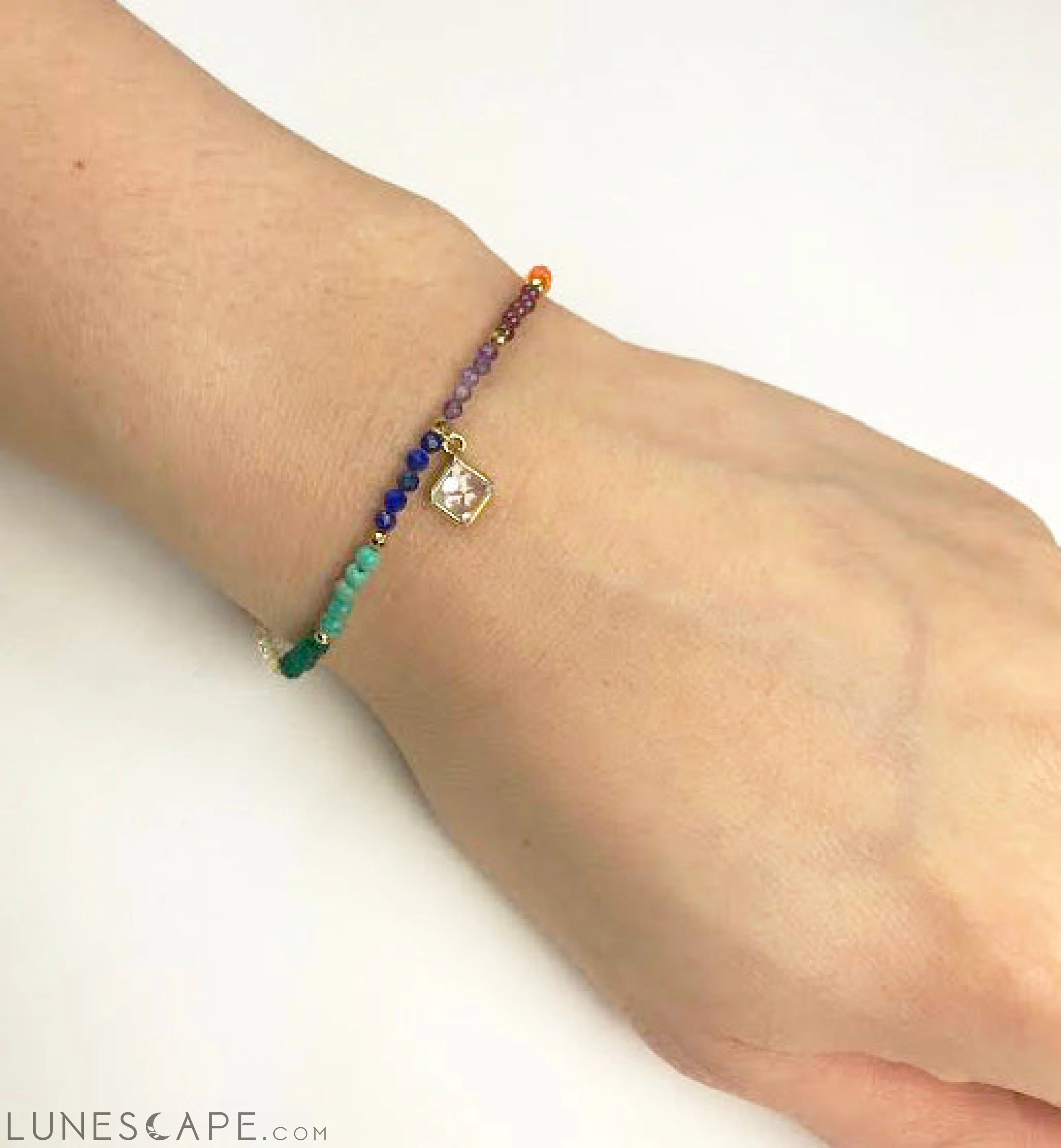 Chakra With Clear Quartz Drop Bracelet LUNESCAPE