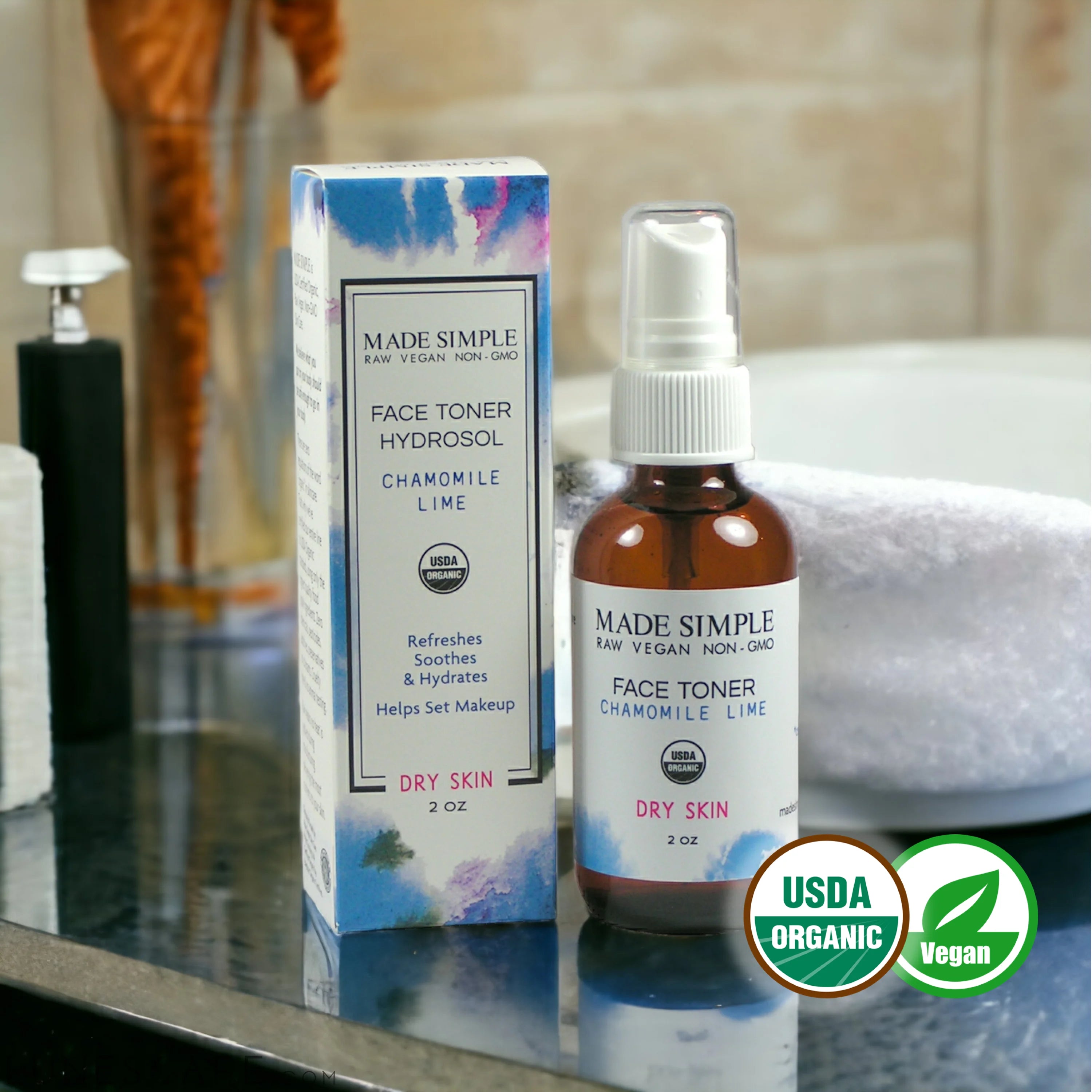 Chamomile Lime Face Toner - Certified Organic, Vegan & Cruelty-free LUNESCAPE