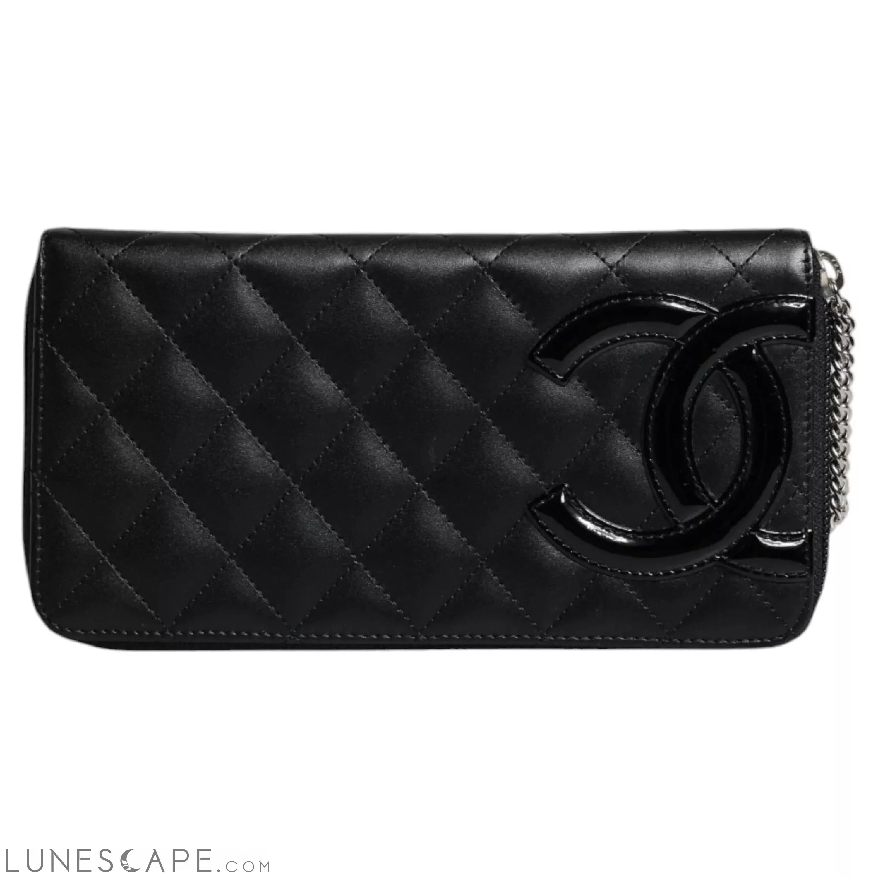 Chanel Black Quilted Leather Logo CC Continental Zip Wallet Wallets - Women