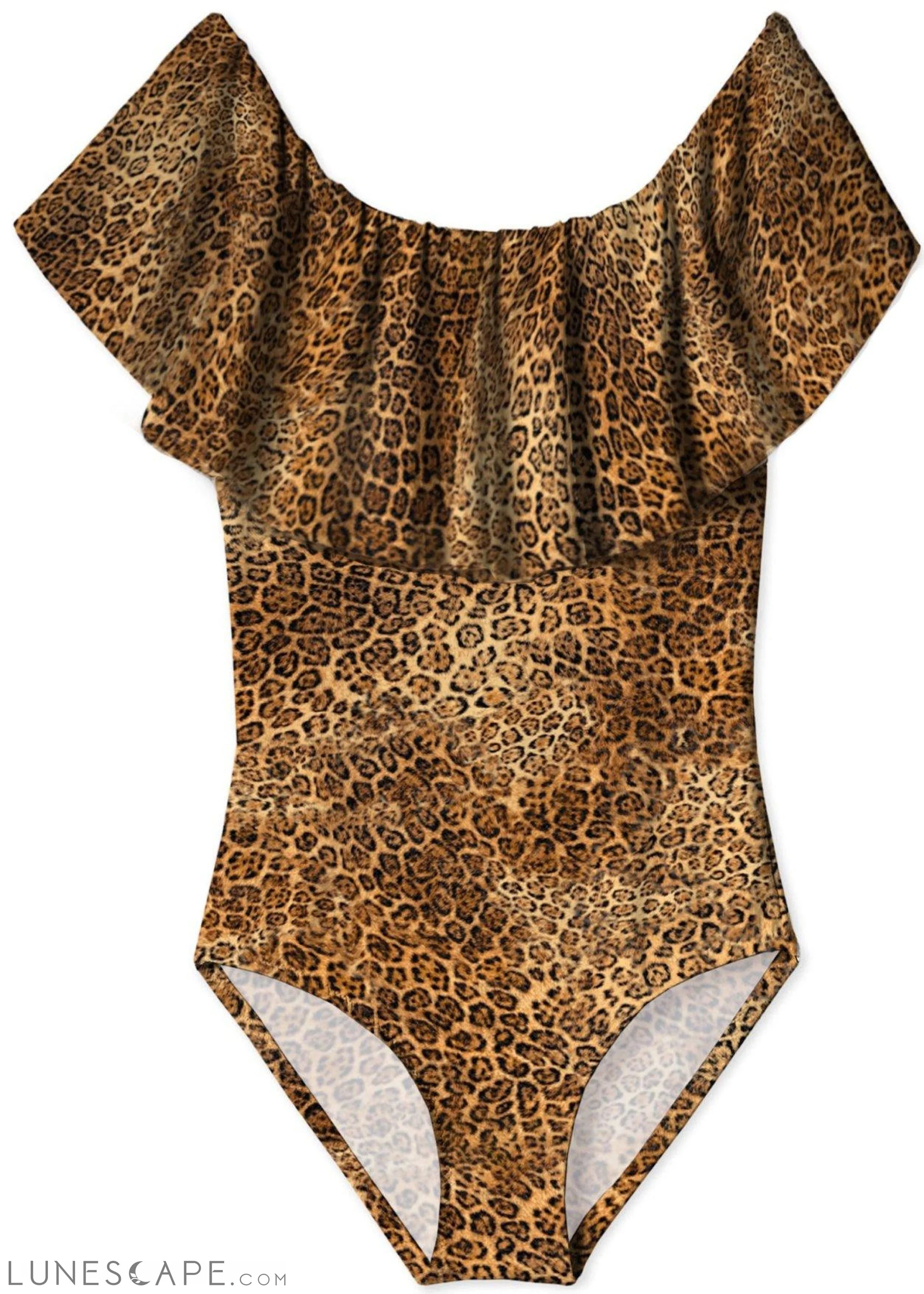 Cheetah Ruffle Bathing Suit LUNESCAPE