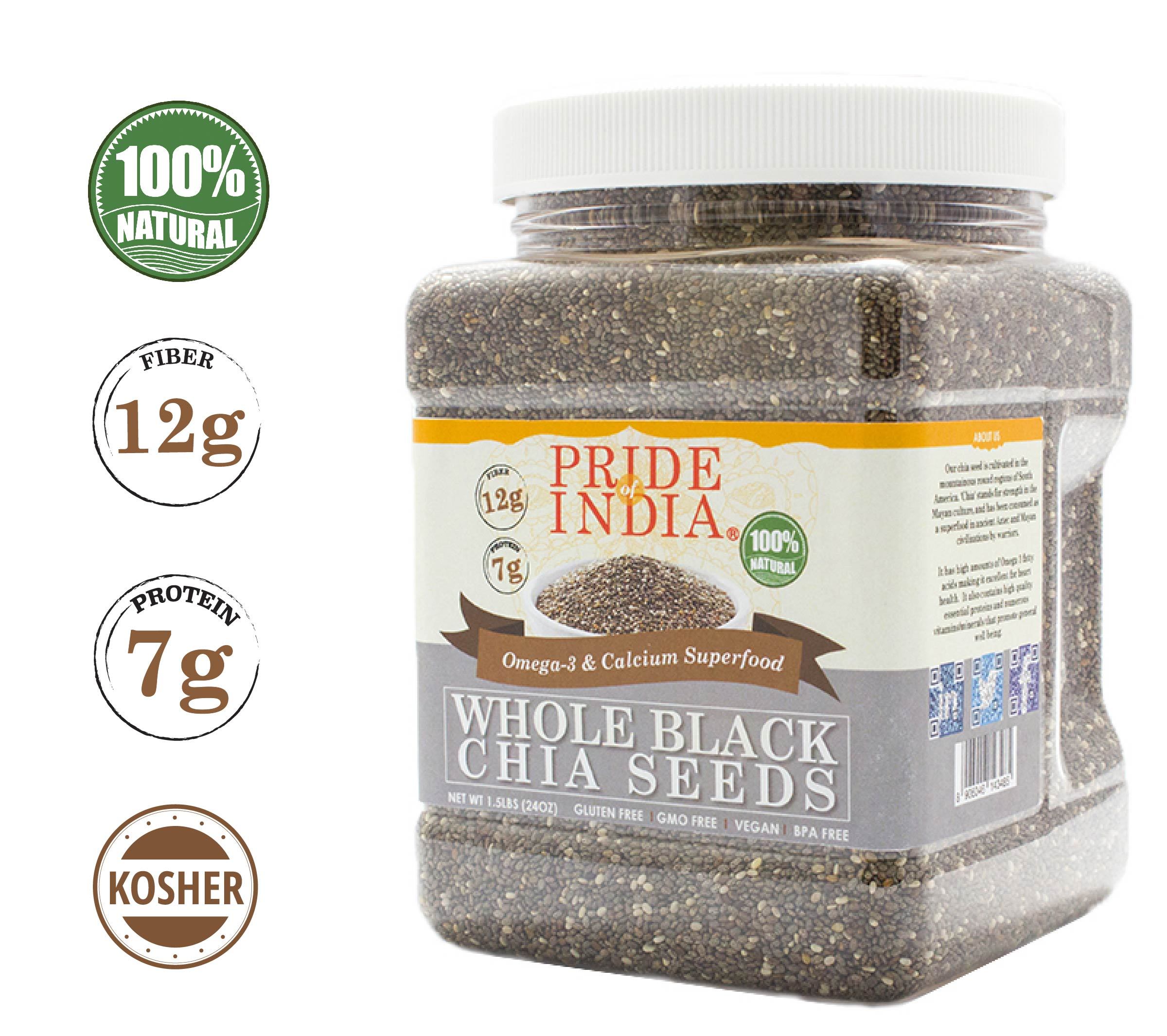 Whole Black Chia Seeds - Omega-3 & Calcium Superfood Jar LUNESCAPE