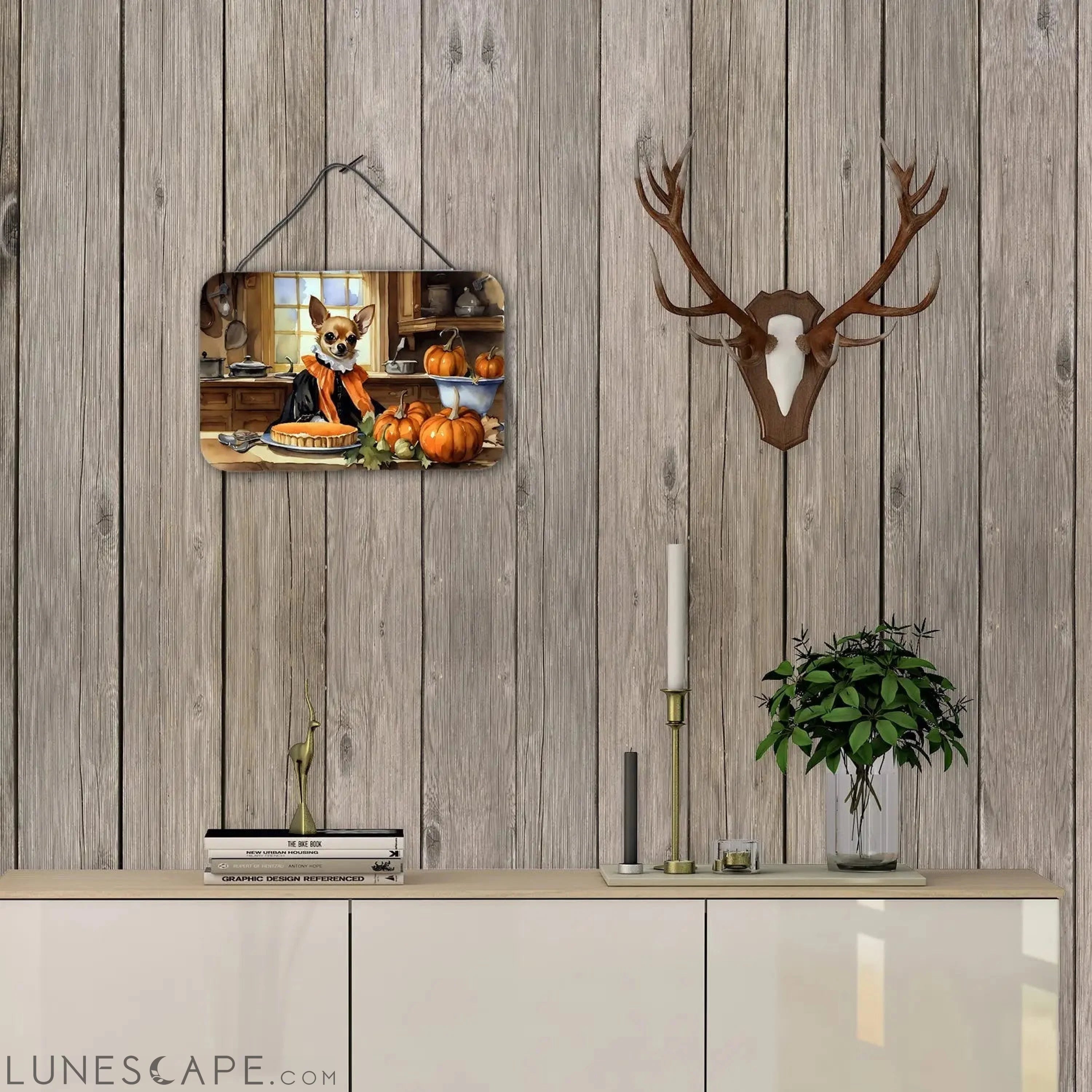 Chihuahua Fall Kitchen Pumpkins Wall or Door Hanging Prints LUNESCAPE
