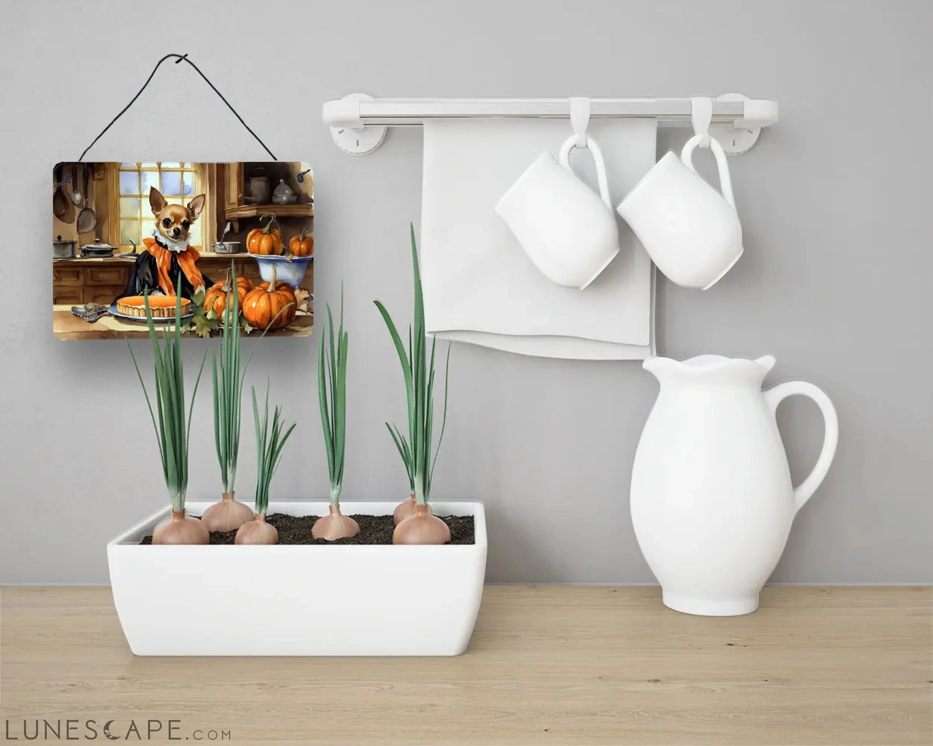 Chihuahua Fall Kitchen Pumpkins Wall or Door Hanging Prints LUNESCAPE