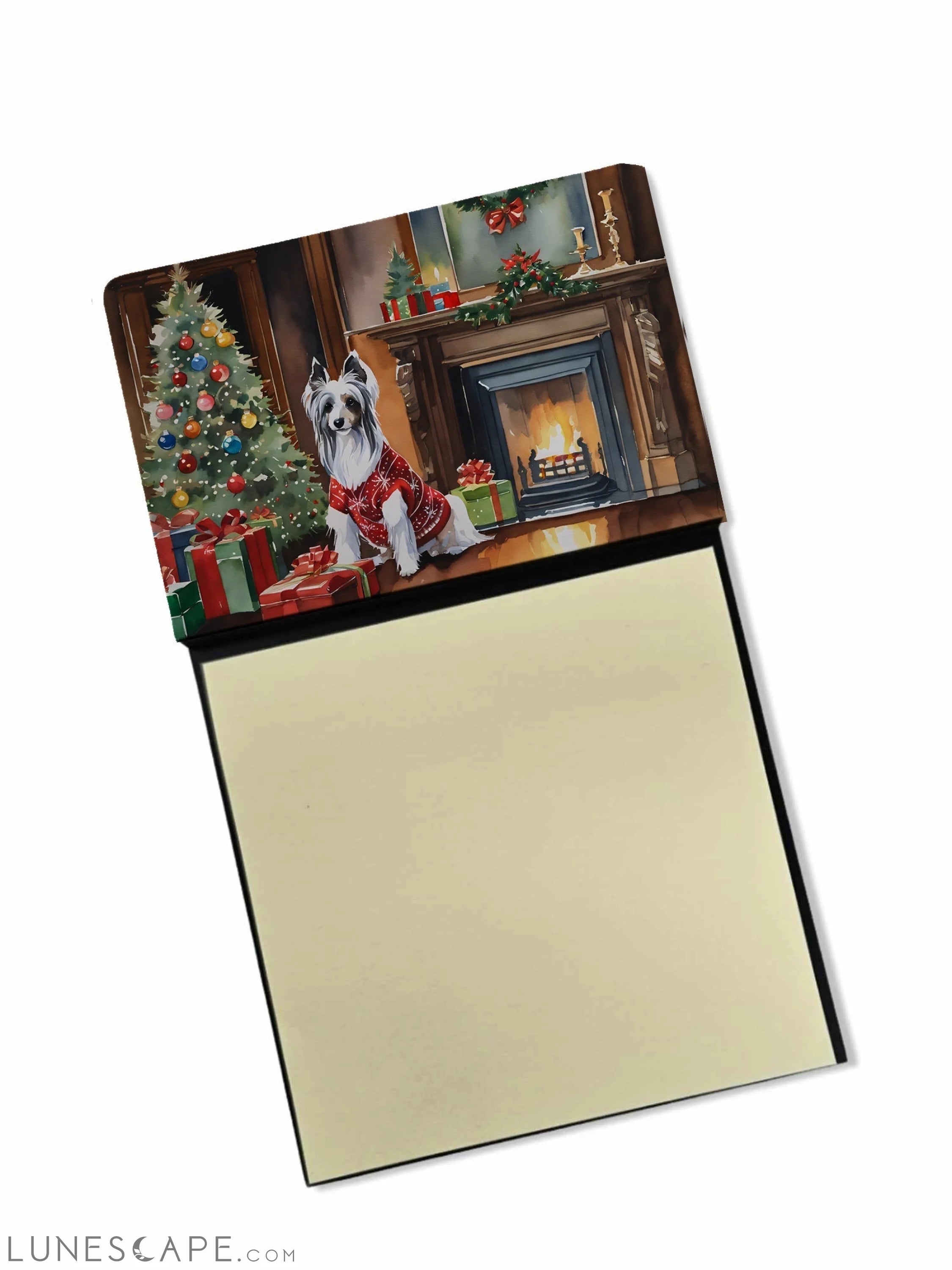 Chinese Crested Cozy Christmas Sticky Note Holder LUNESCAPE