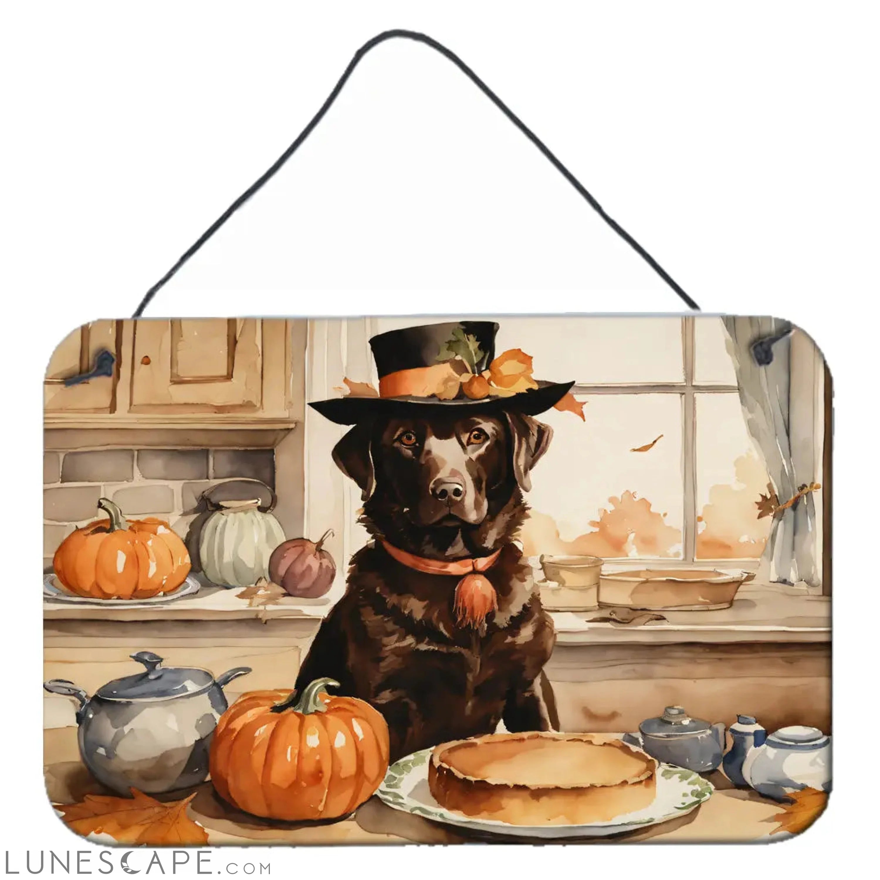 Chocolate Lab Fall Kitchen Pumpkins Wall or Door Hanging Prints LUNESCAPE