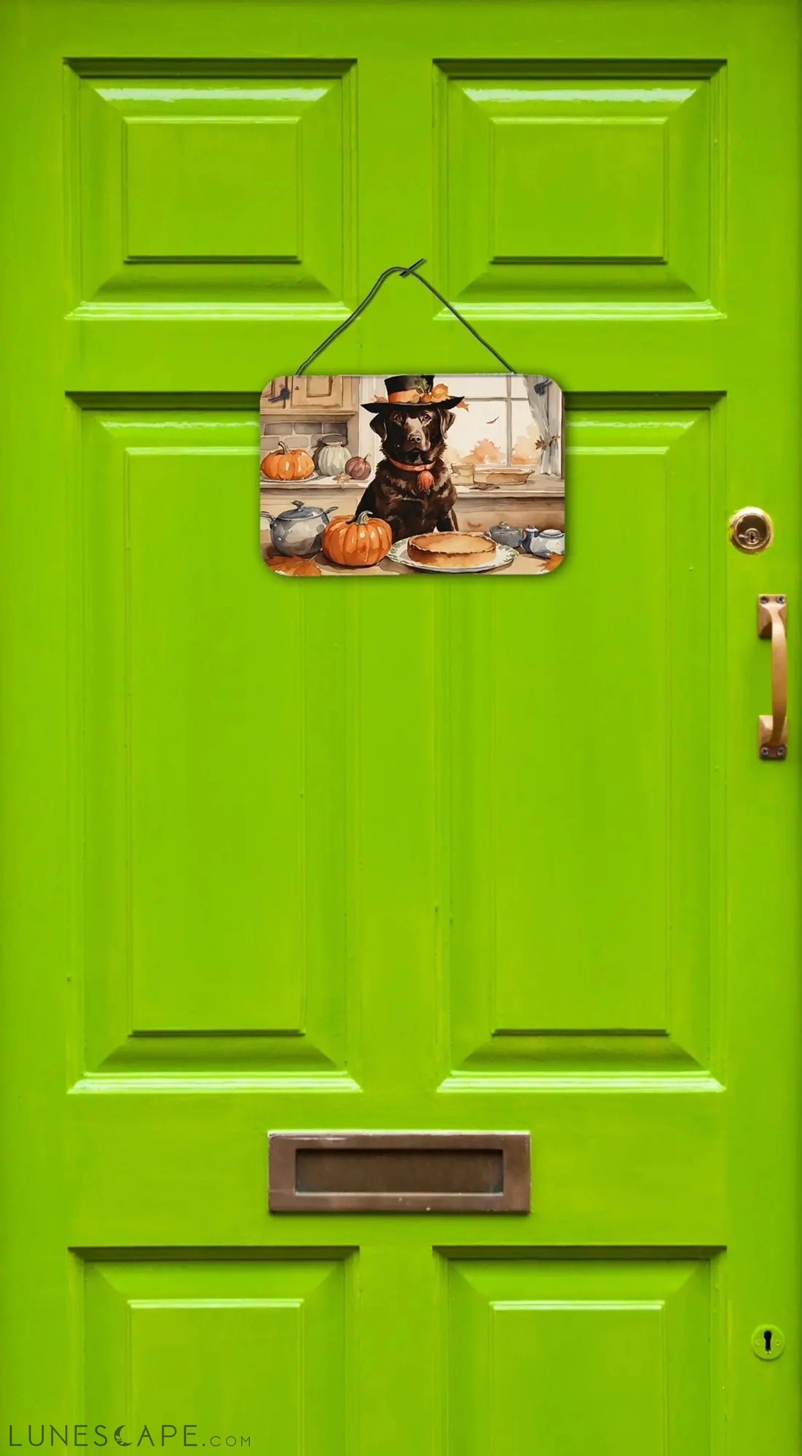 Chocolate Lab Fall Kitchen Pumpkins Wall or Door Hanging Prints LUNESCAPE