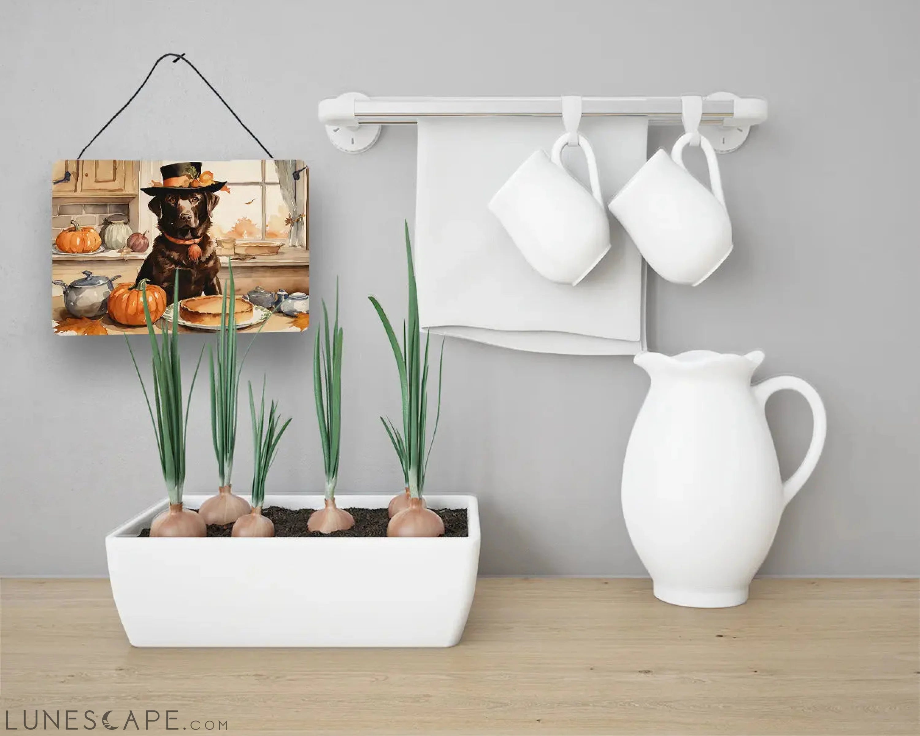 Chocolate Lab Fall Kitchen Pumpkins Wall or Door Hanging Prints LUNESCAPE