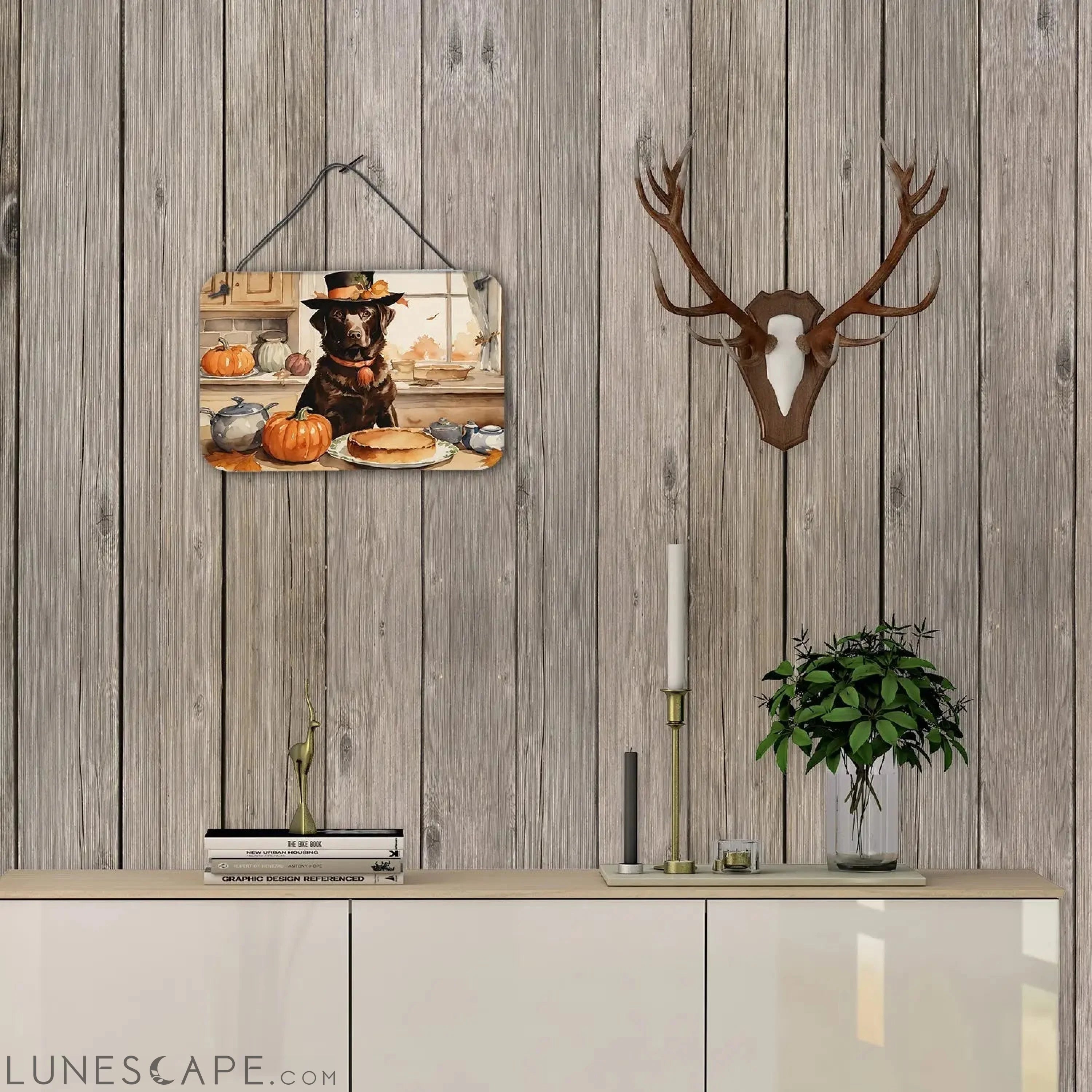 Chocolate Lab Fall Kitchen Pumpkins Wall or Door Hanging Prints LUNESCAPE