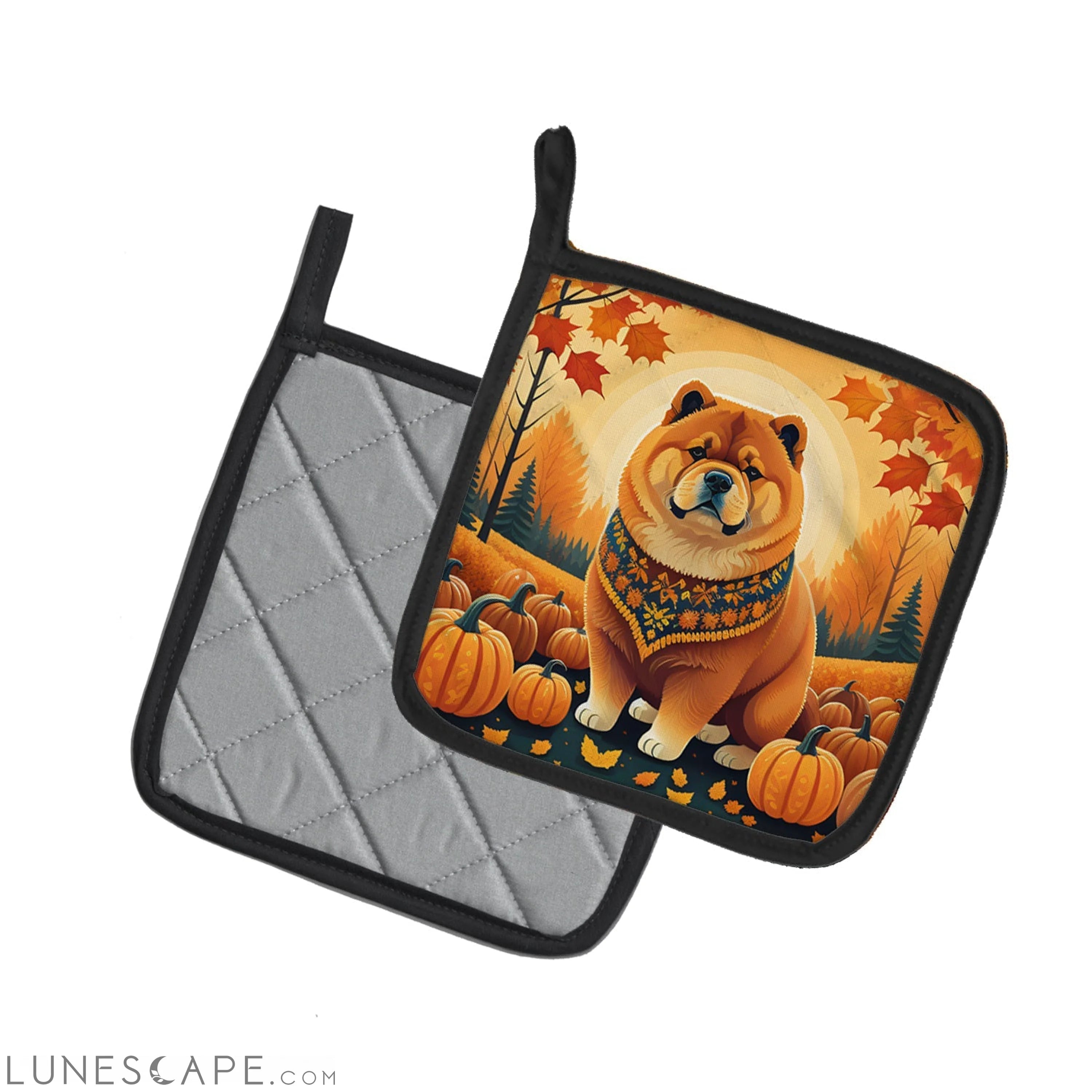 Chow Chow Fall Pair of Pot Holders LUNESCAPE