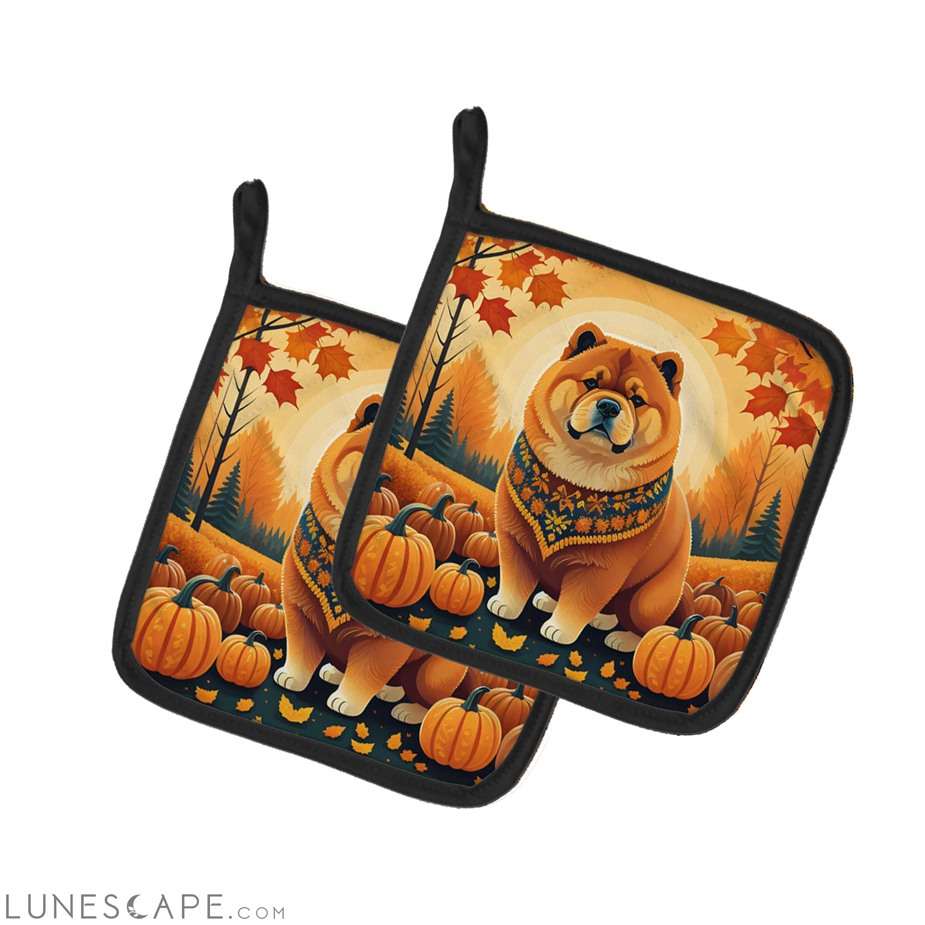 Chow Chow Fall Pair of Pot Holders LUNESCAPE