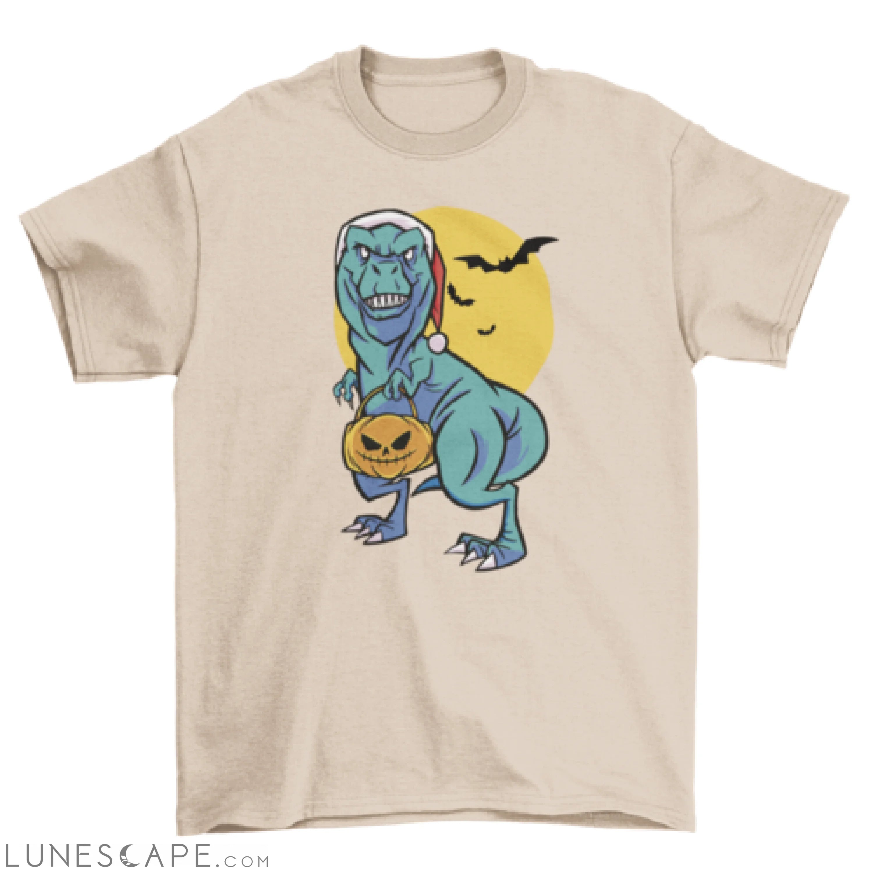 Christmas and Halloween t-rex t-shirt LUNESCAPE