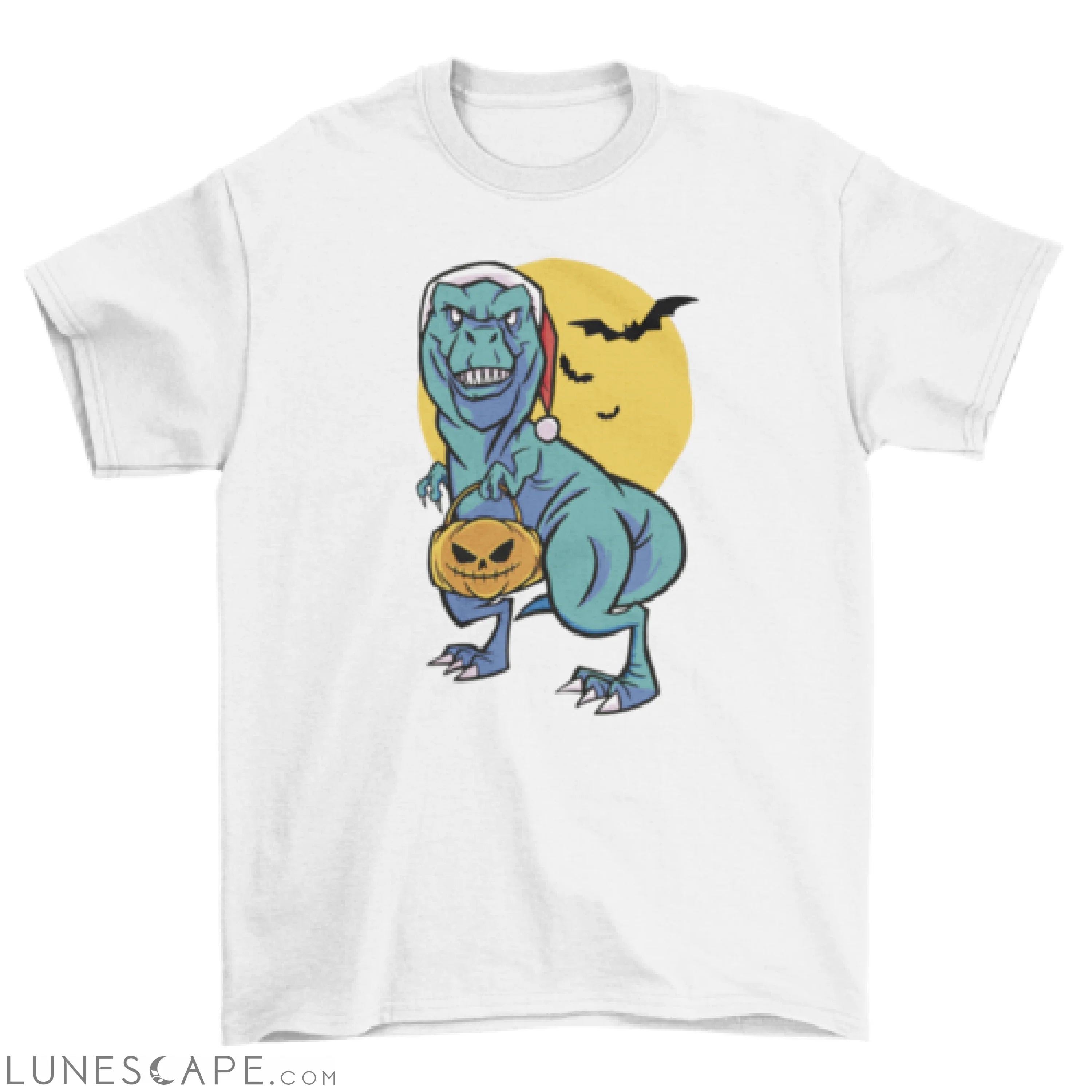 Christmas and Halloween t-rex t-shirt LUNESCAPE