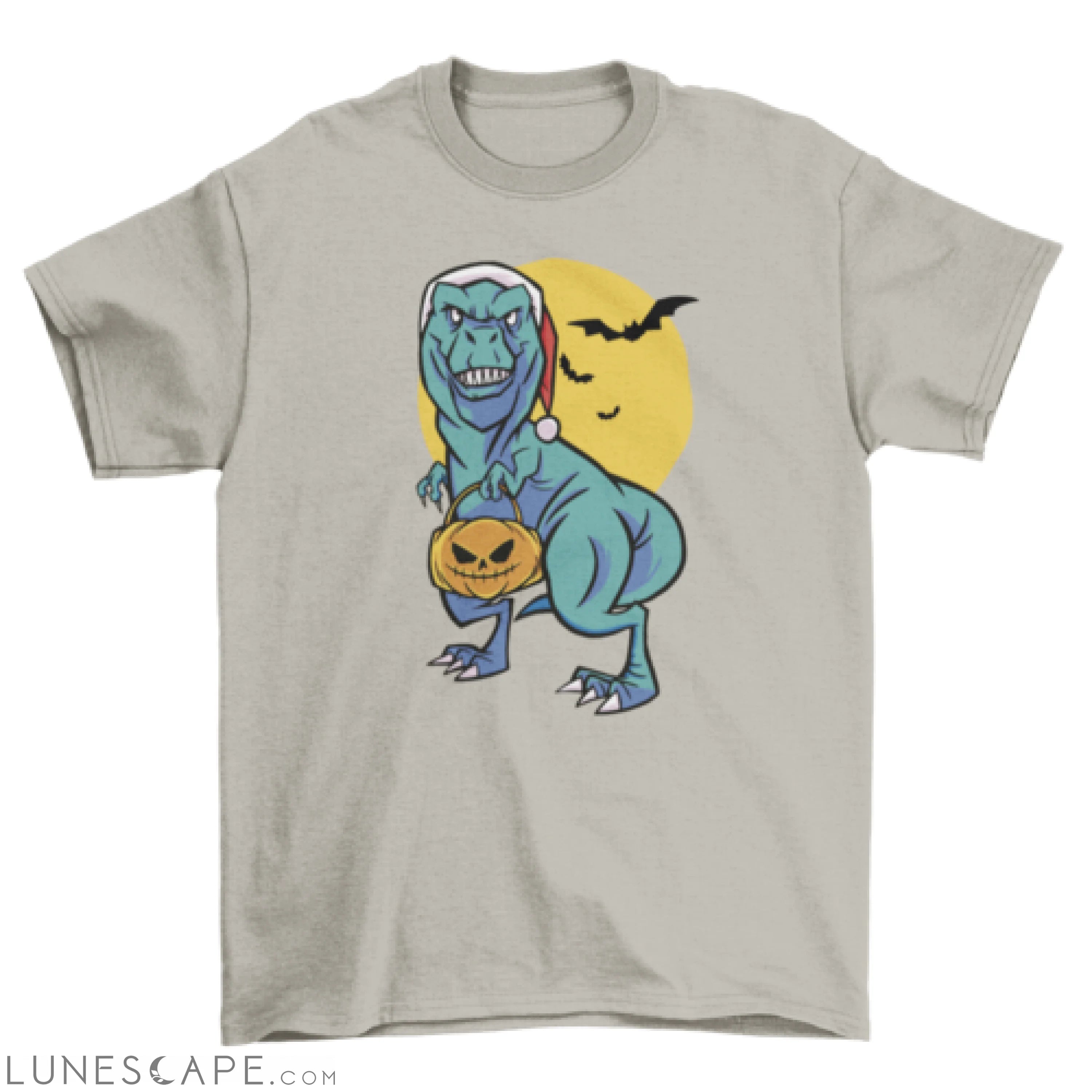 Christmas and Halloween t-rex t-shirt LUNESCAPE