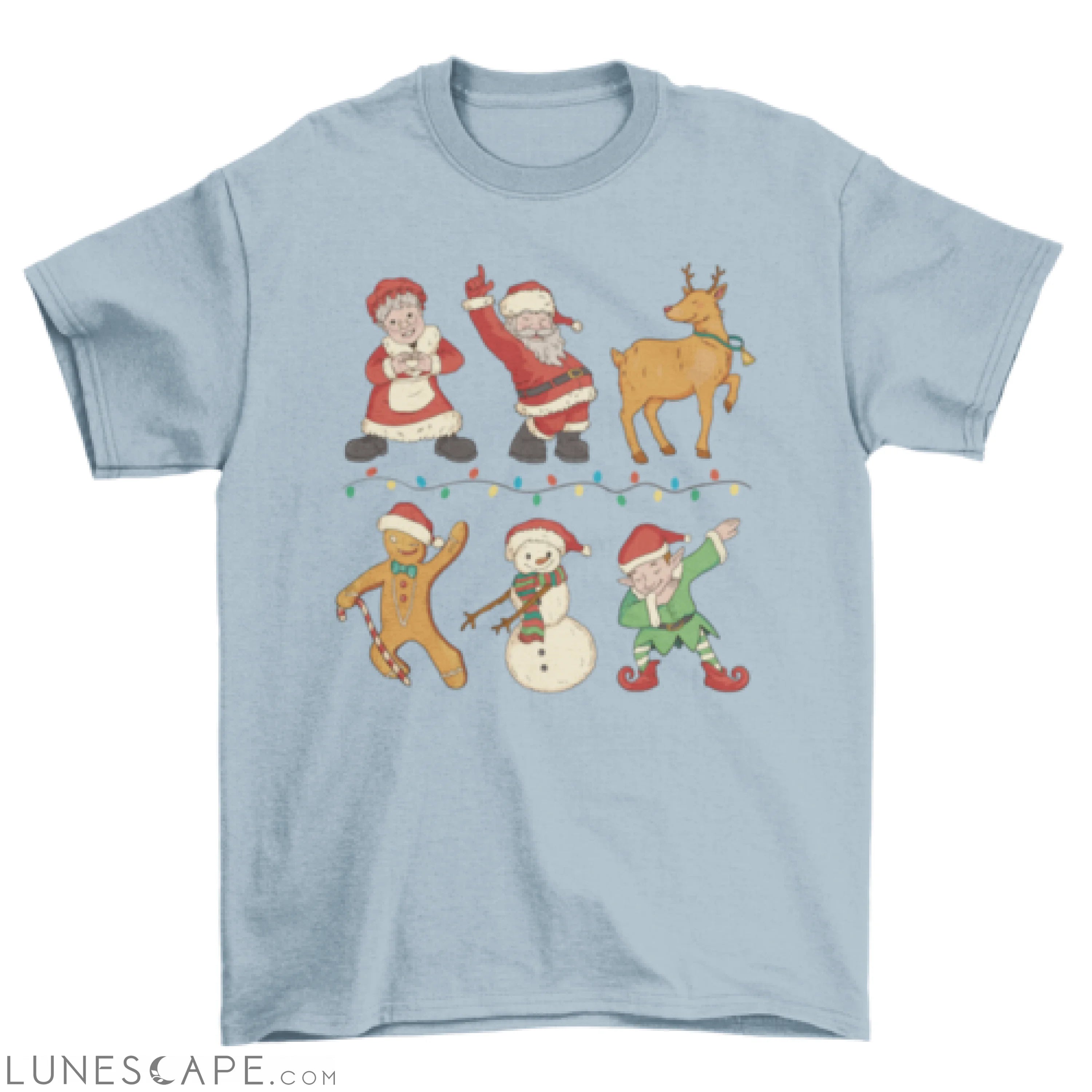 Christmas characters dancing t-shirt LUNESCAPE