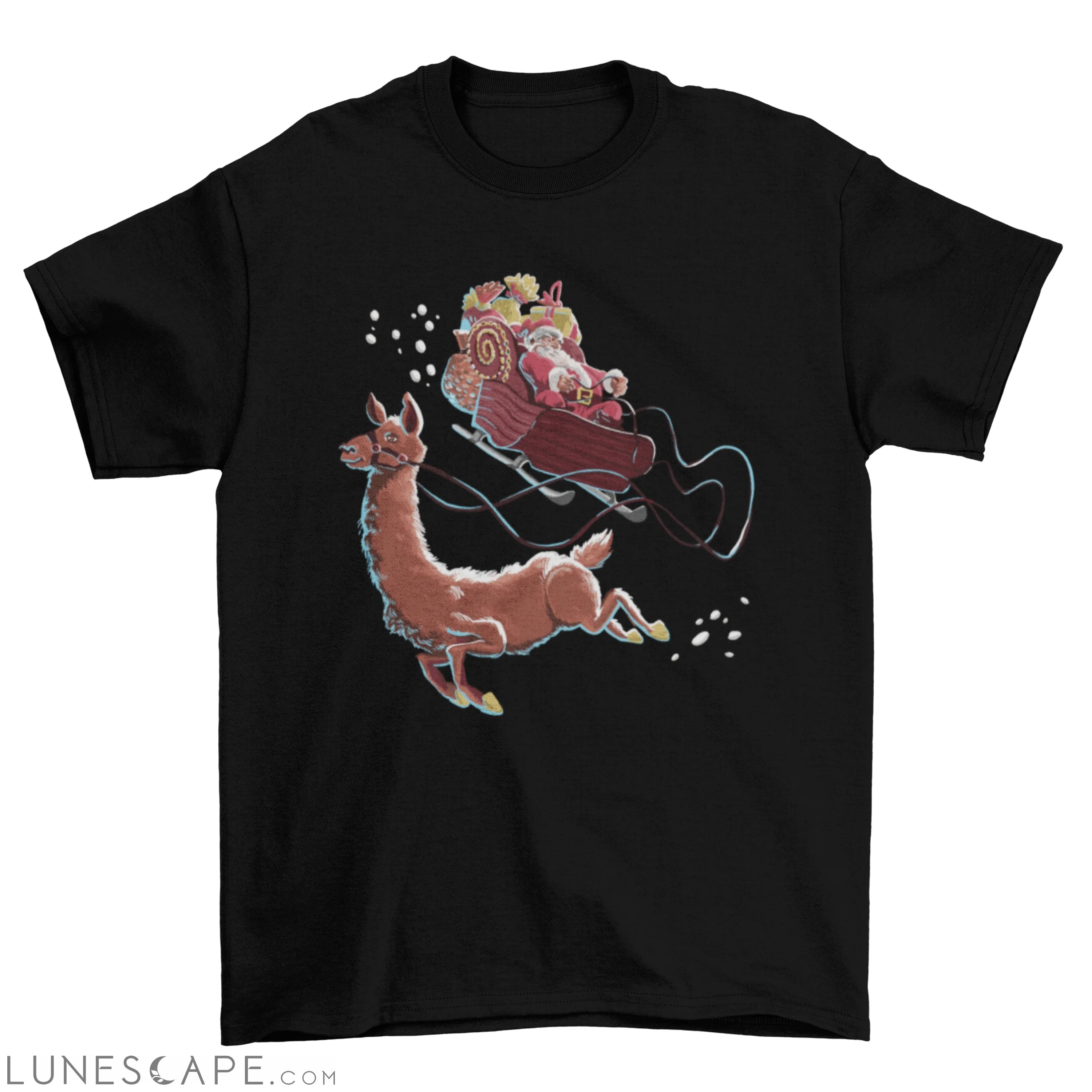 Christmas Santa and llama t-shirt LUNESCAPE