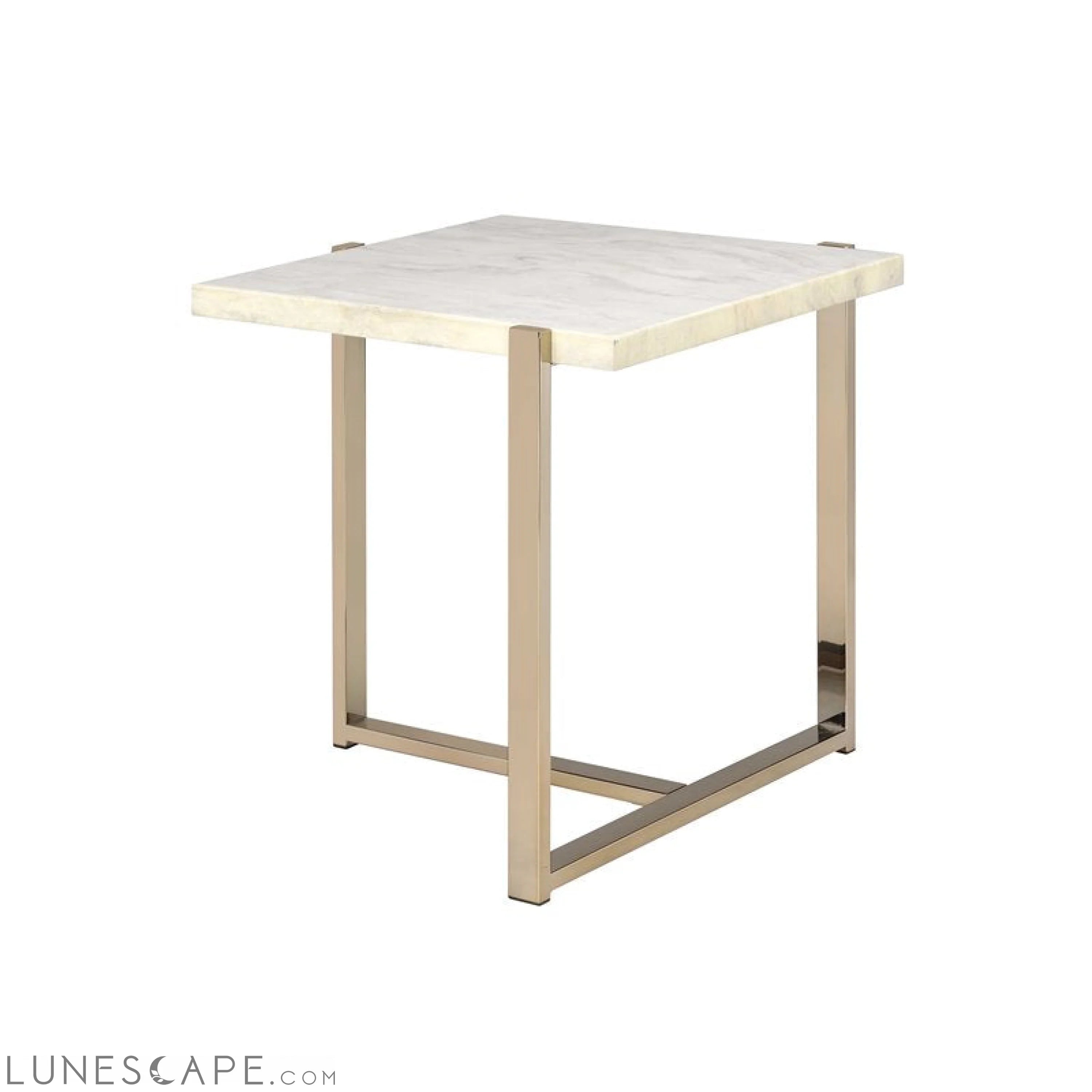 Chrome And White Metal Tube End Table - 24" LUNESCAPE