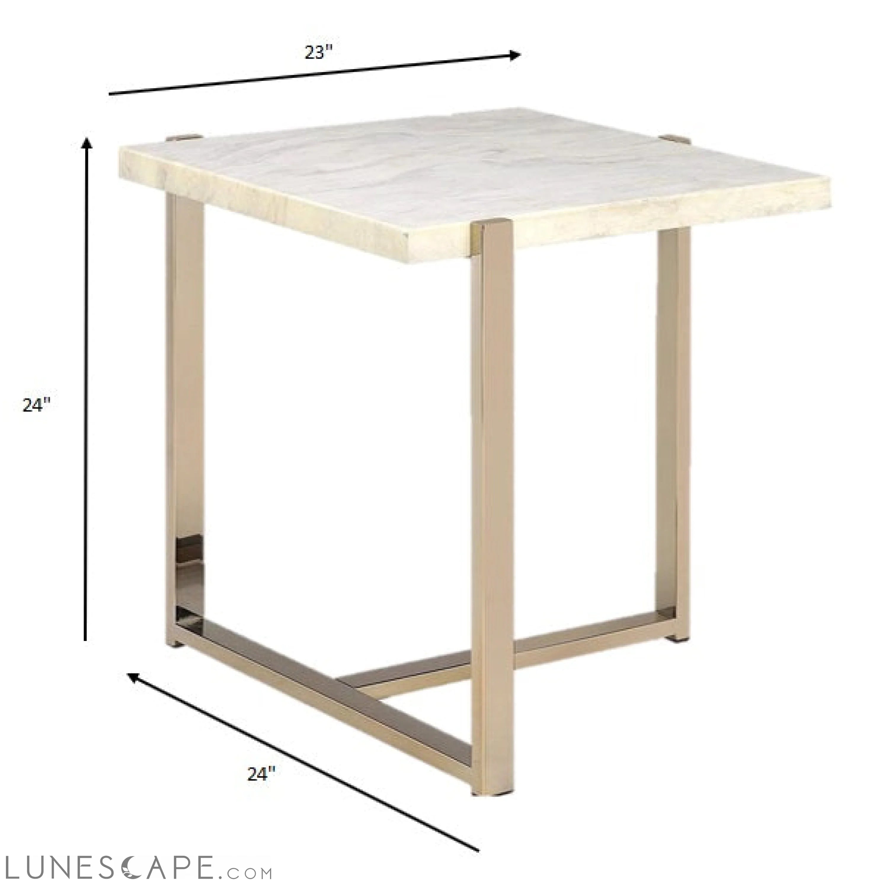 Chrome And White Metal Tube End Table - 24" LUNESCAPE