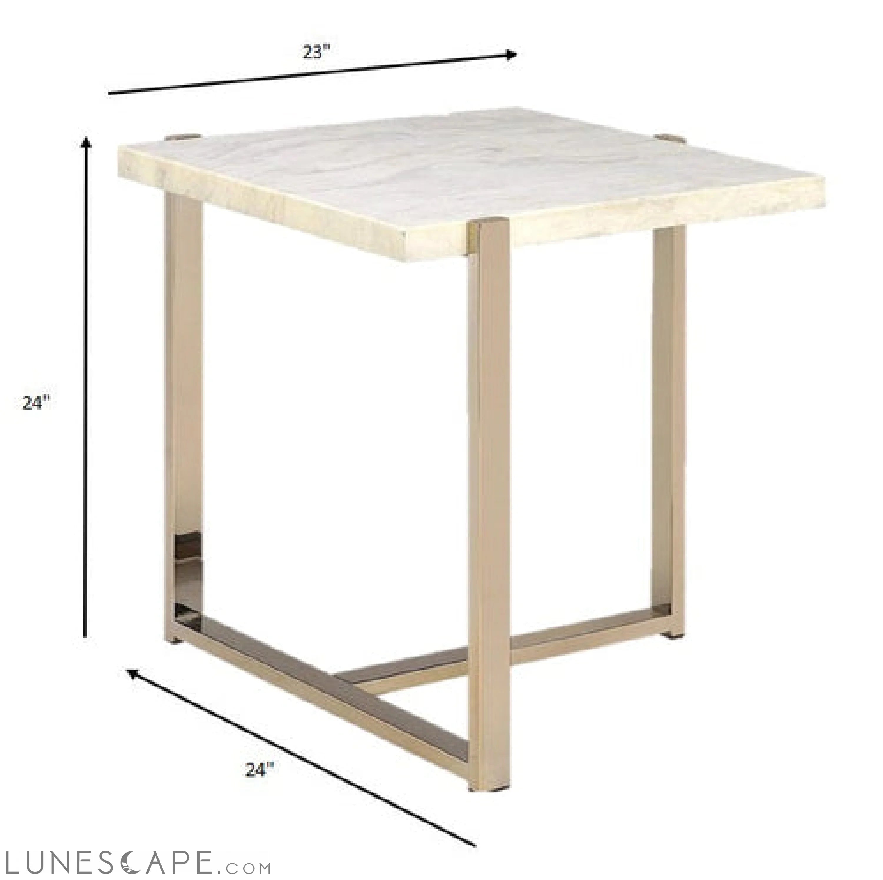Chrome And White Metal Tube End Table - 24" LUNESCAPE