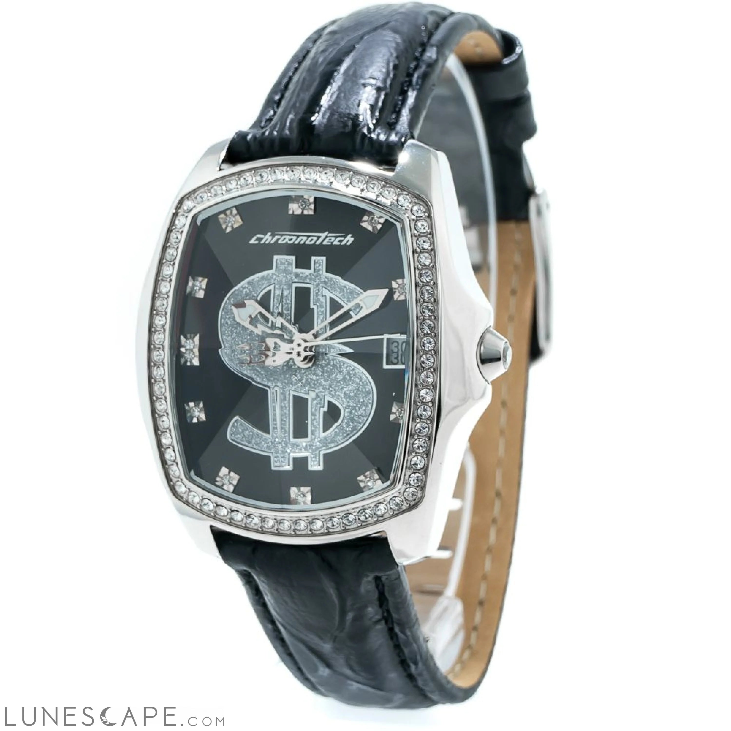 Chronotech Black Leather Watch LUNESCAPE