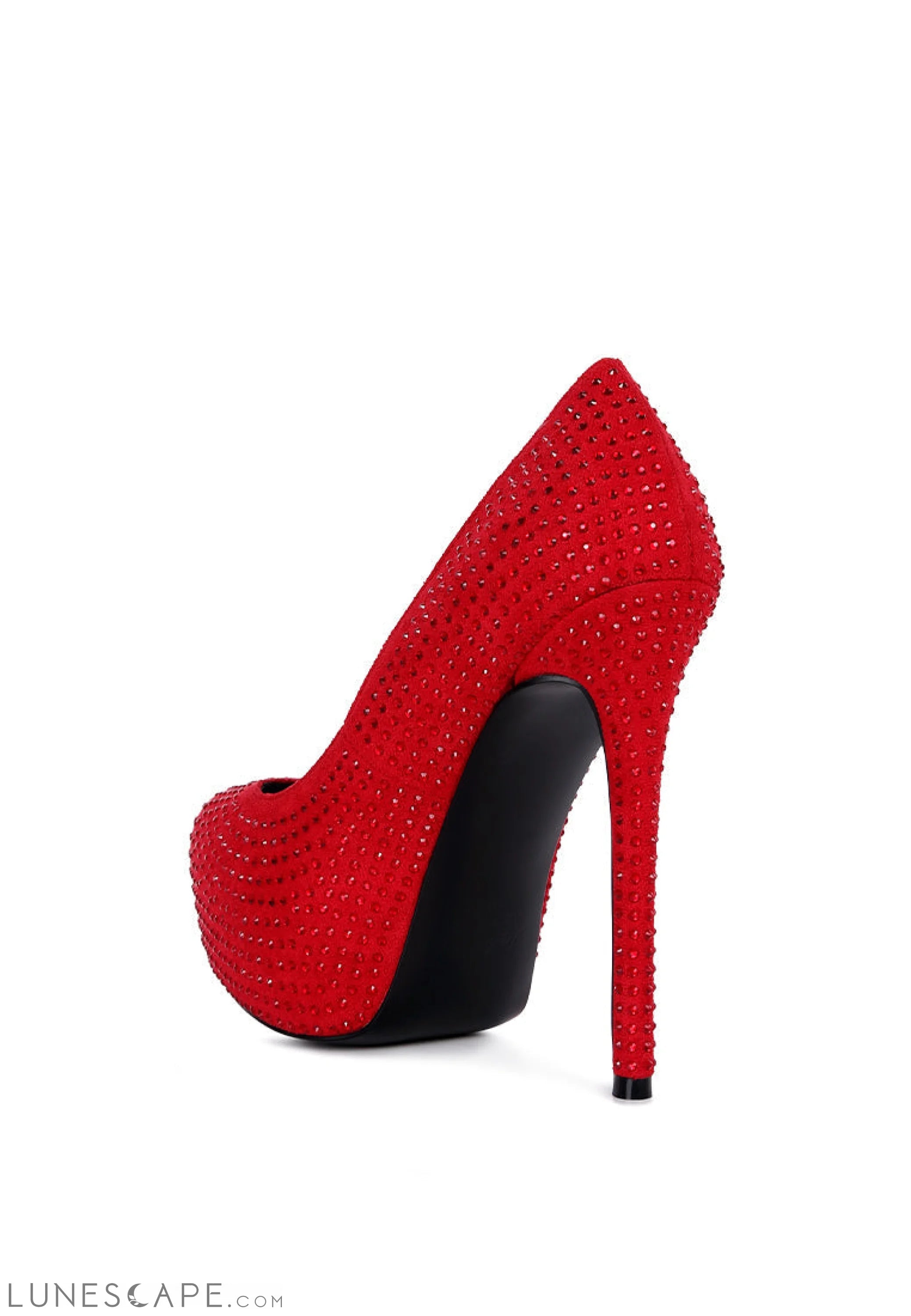 Clarisse Diamante Faux Suede High Heeled Platform Pumps LUNESCAPE
