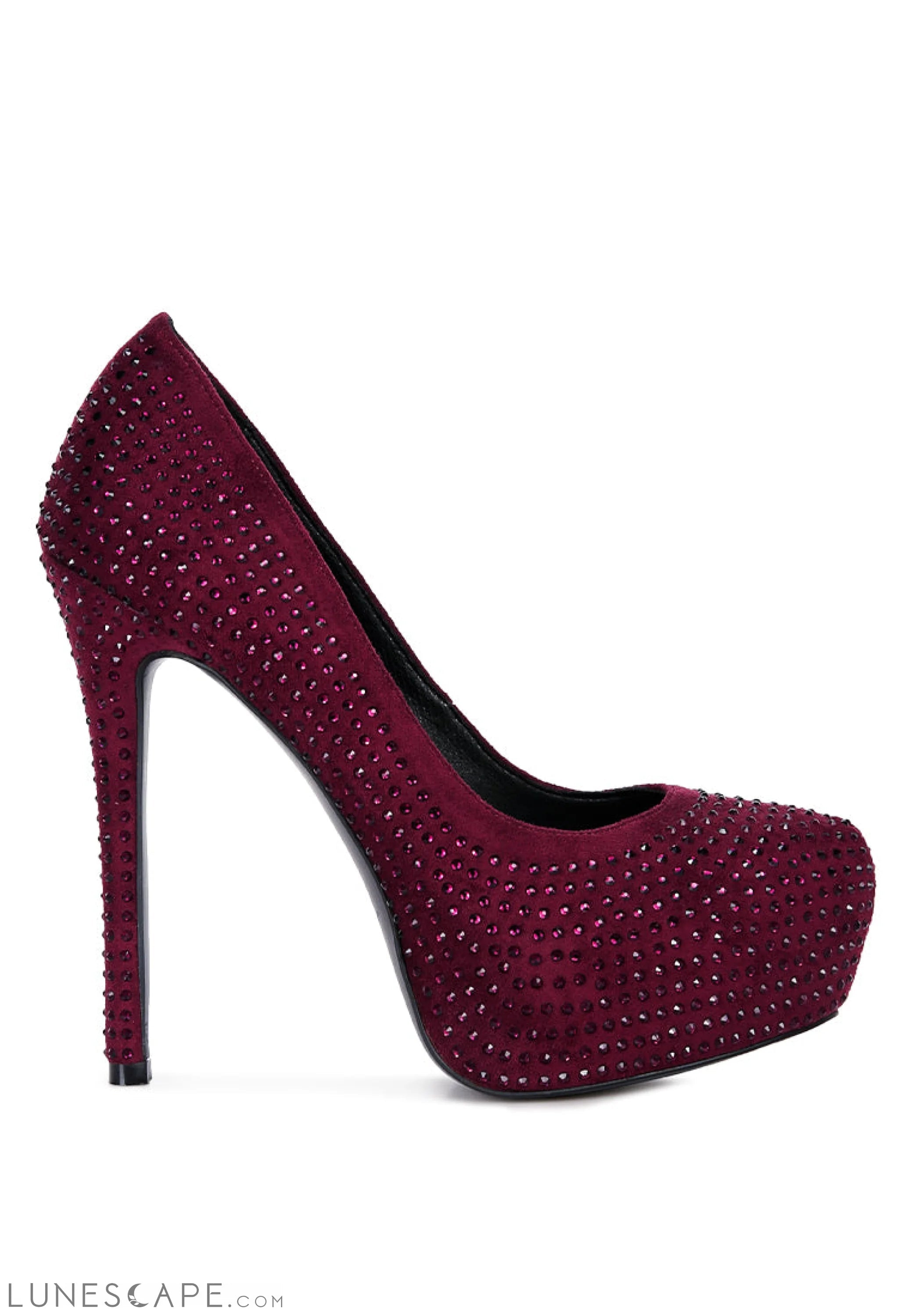 Clarisse Diamante Faux Suede High Heeled Platform Pumps LUNESCAPE