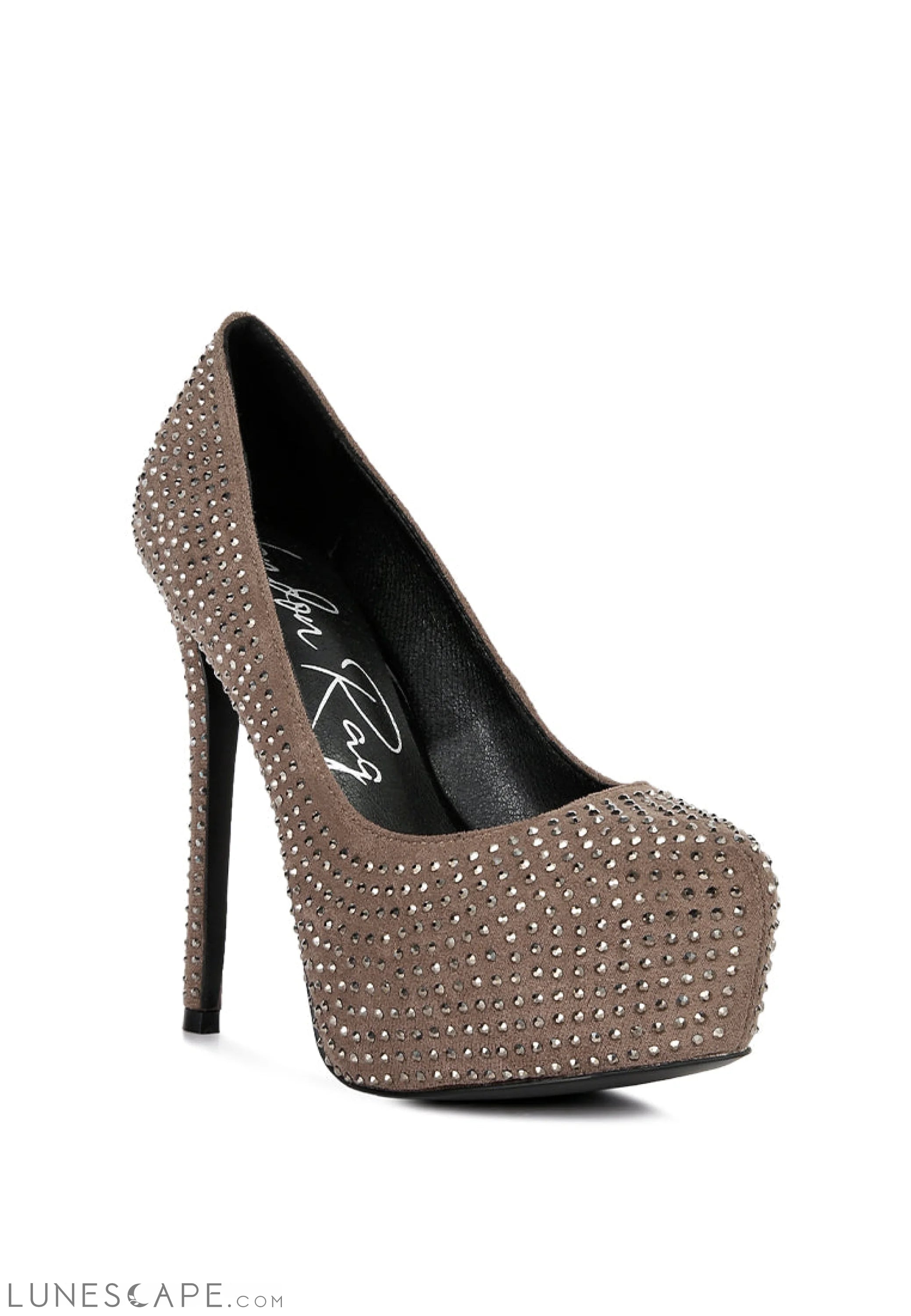 Clarisse Diamante Faux Suede High Heeled Platform Pumps LUNESCAPE
