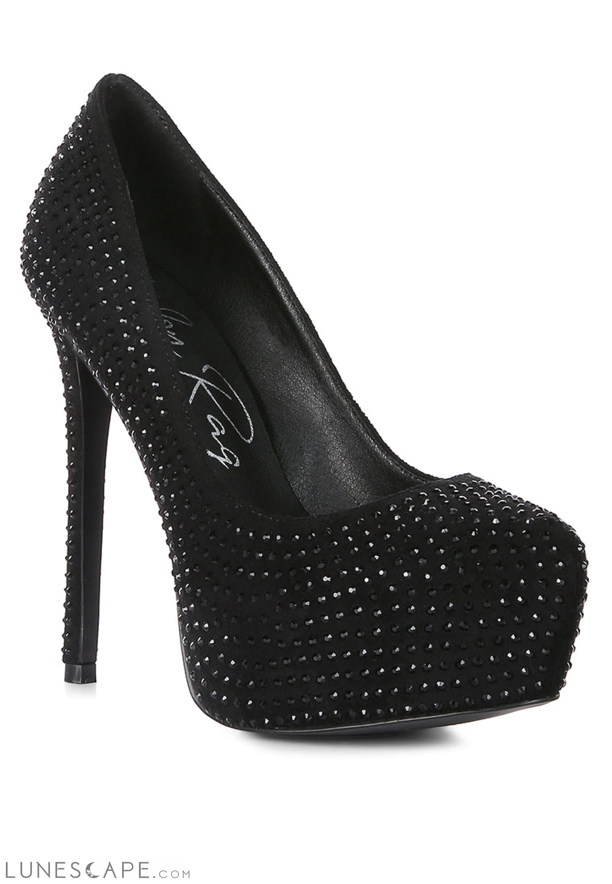 Clarisse Diamante Faux Suede High Heeled Platform Pumps LUNESCAPE