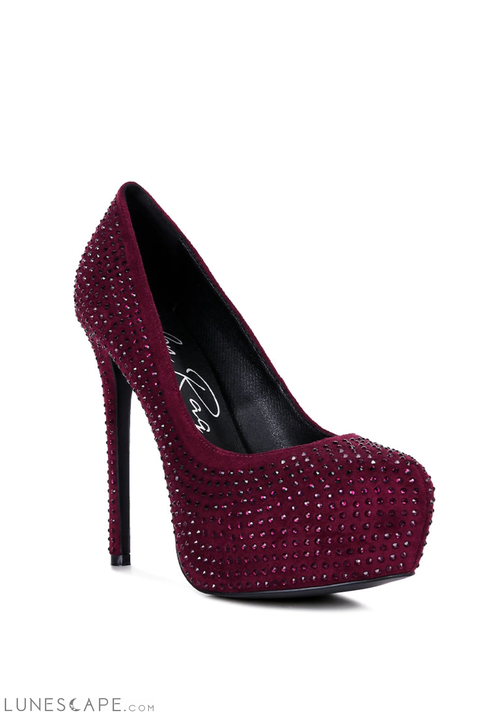 Clarisse Diamante Faux Suede High Heeled Platform Pumps LUNESCAPE
