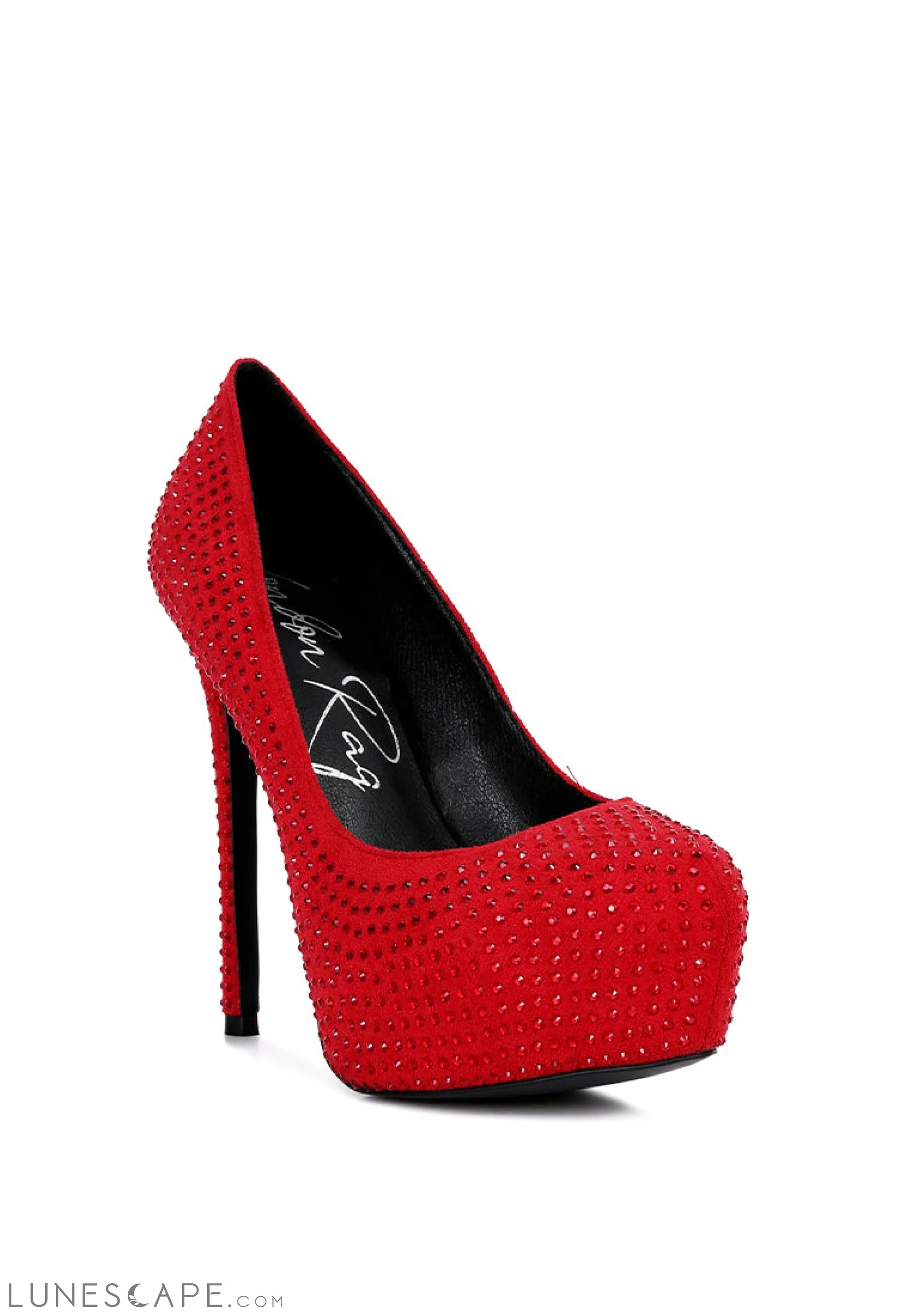 Clarisse Diamante Faux Suede High Heeled Platform Pumps LUNESCAPE