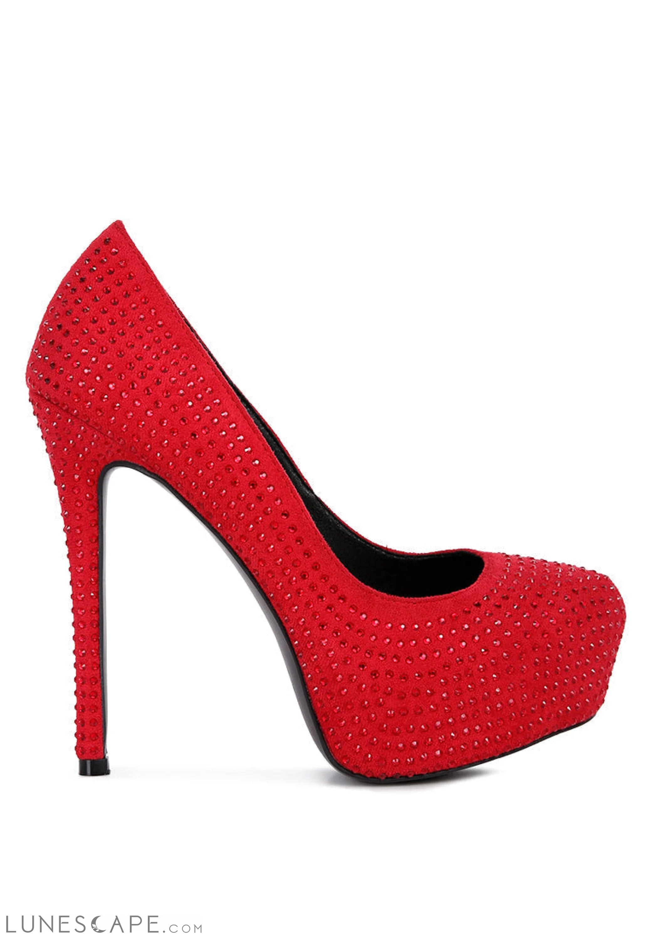 Clarisse Diamante Faux Suede High Heeled Platform Pumps LUNESCAPE