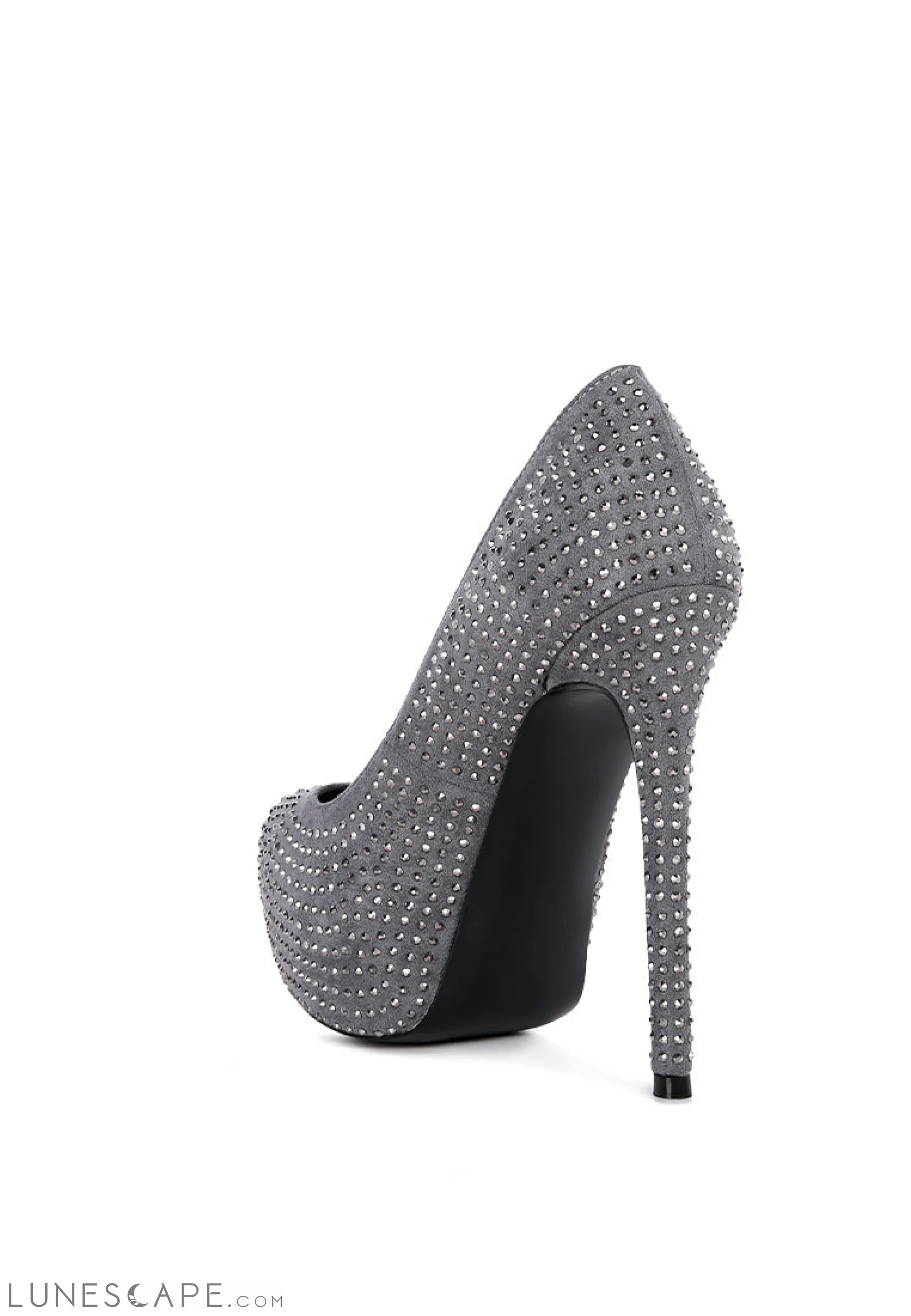 Clarisse Diamante Faux Suede High Heeled Platform Pumps LUNESCAPE