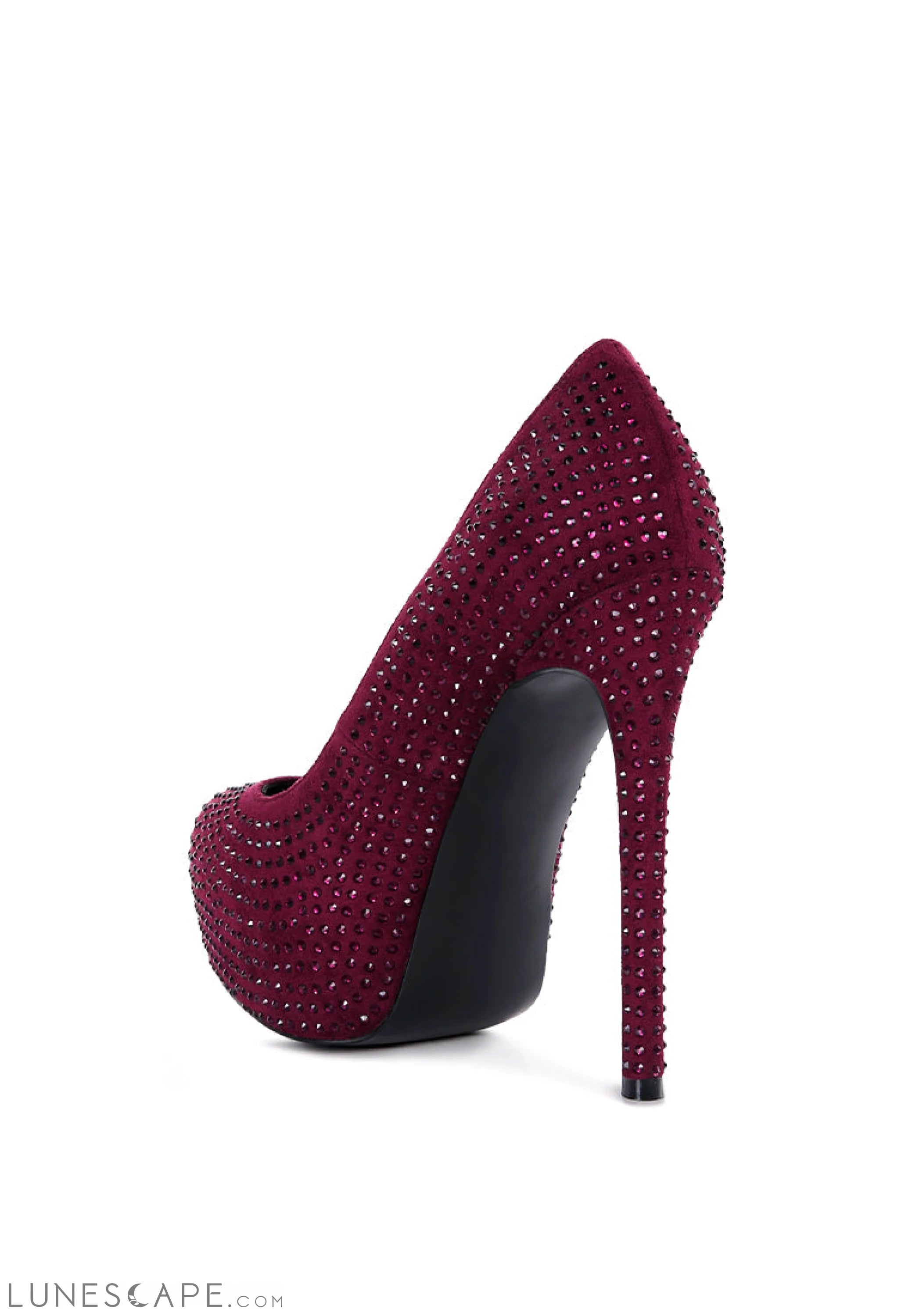 Clarisse Diamante Faux Suede High Heeled Platform Pumps LUNESCAPE