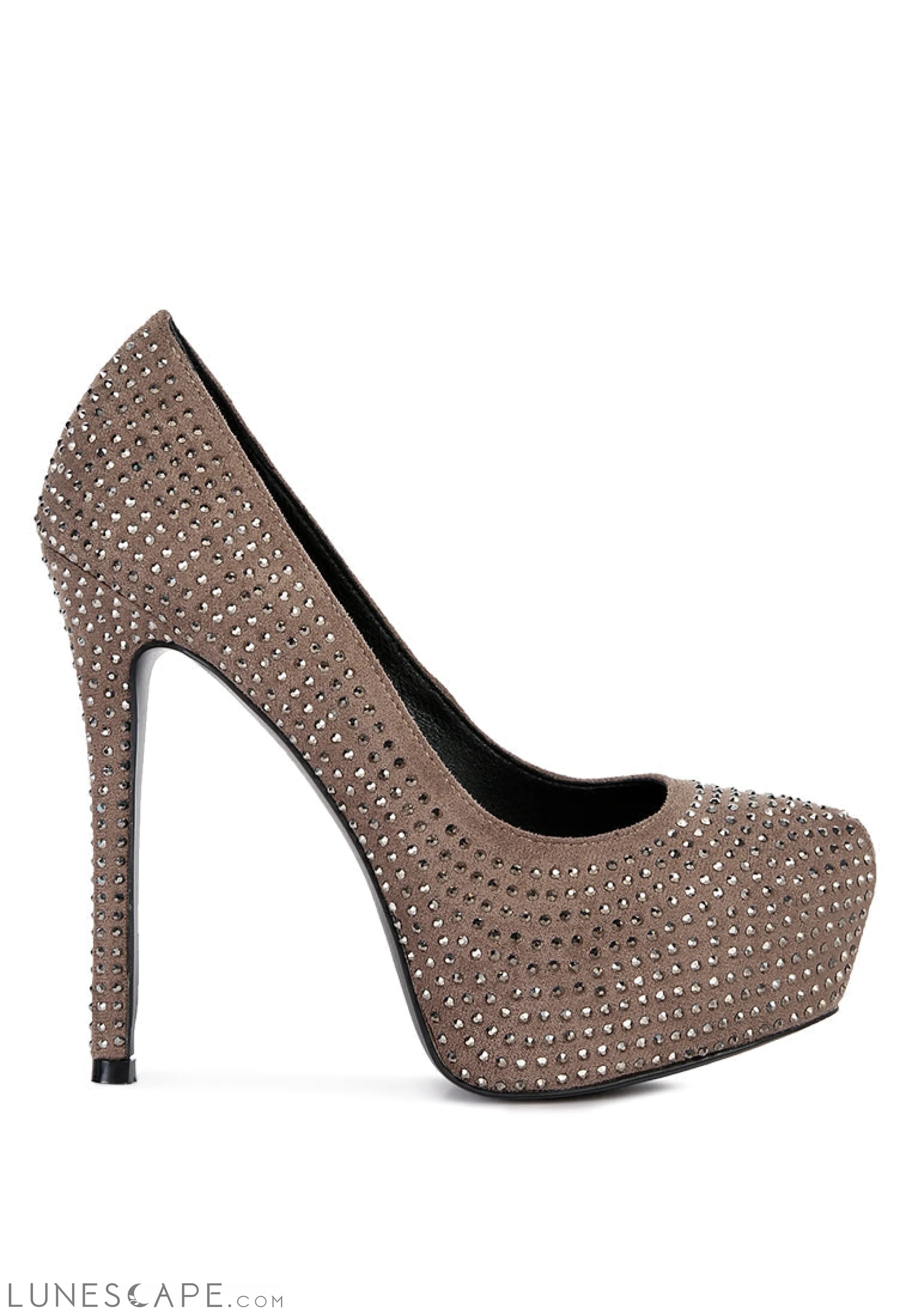 Clarisse Diamante Faux Suede High Heeled Platform Pumps LUNESCAPE