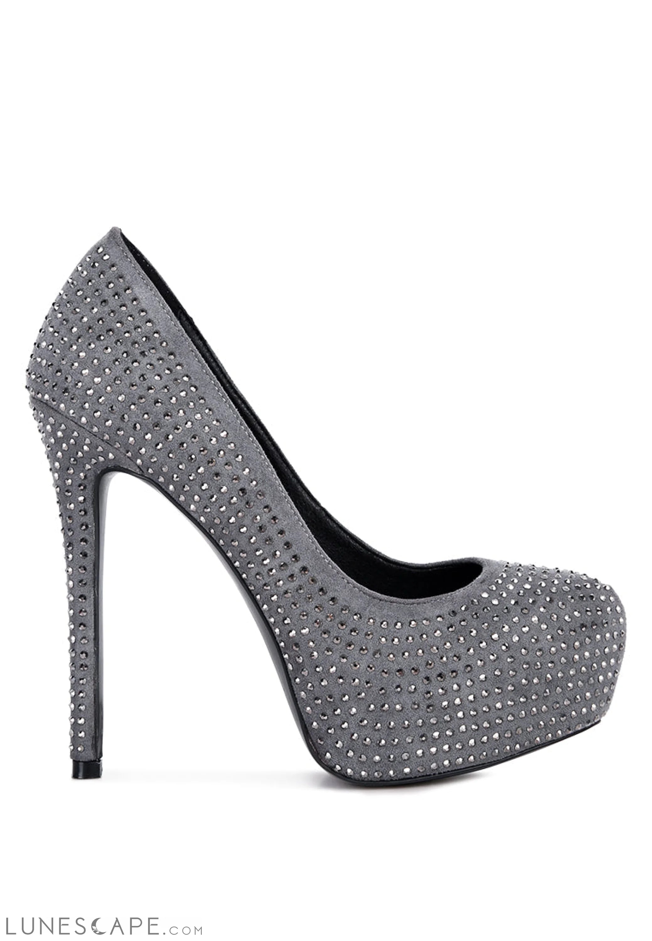 Clarisse Diamante Faux Suede High Heeled Platform Pumps LUNESCAPE